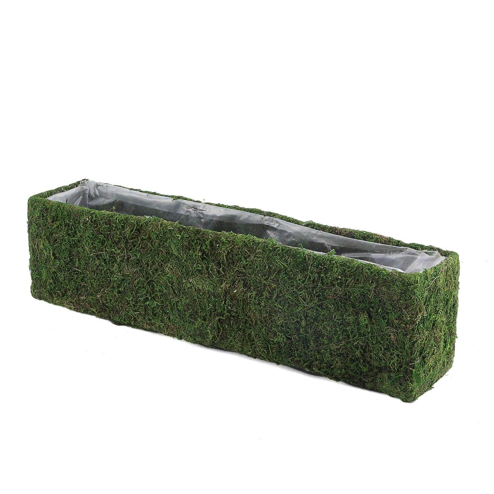 Metal Planter Box Rectangle with Inner Lining Green Preserved Moss - Rustic Flower Basket Decor 23