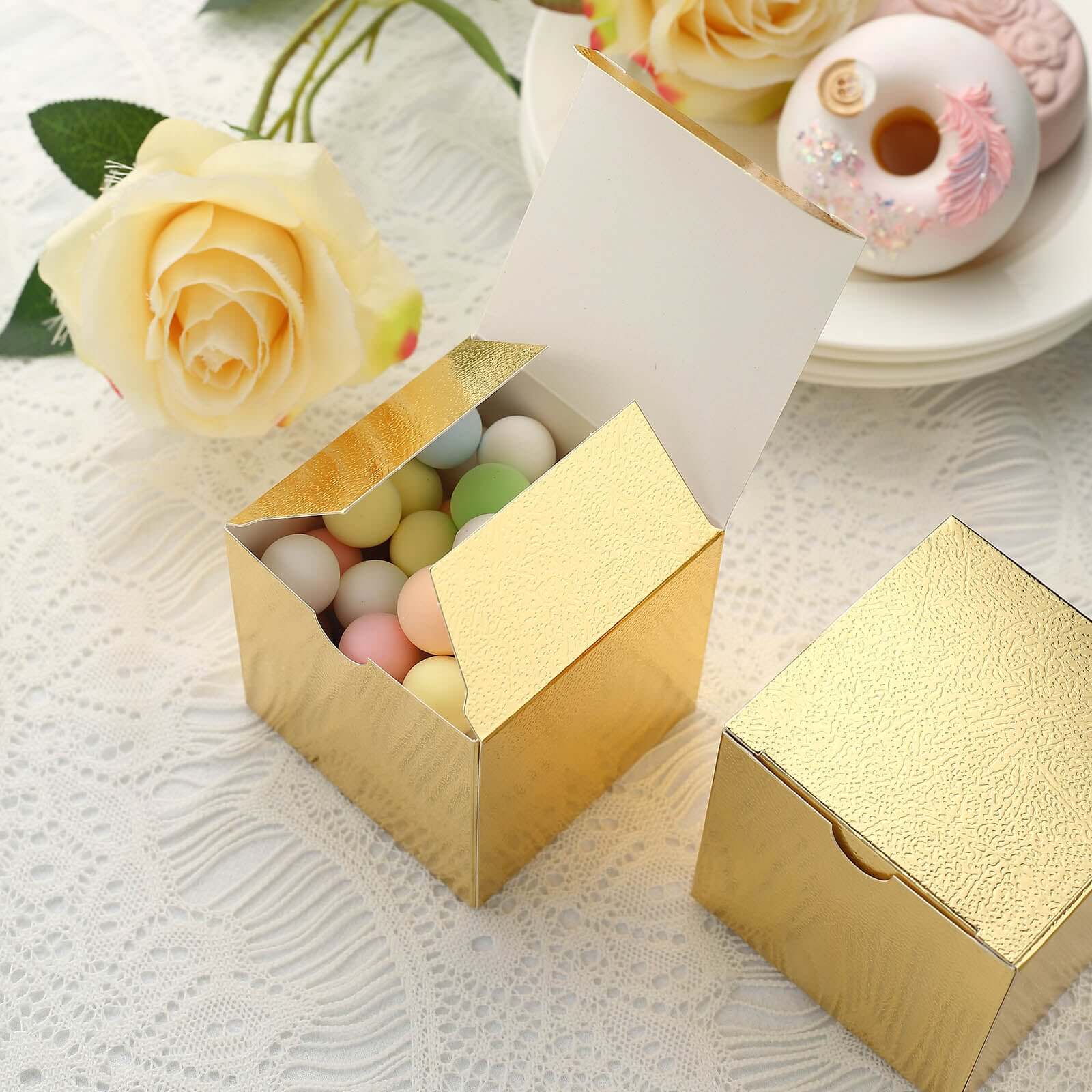 100 Pack 3 Easy DIY Gold Party Or Shower Favor Candy Gift Boxes