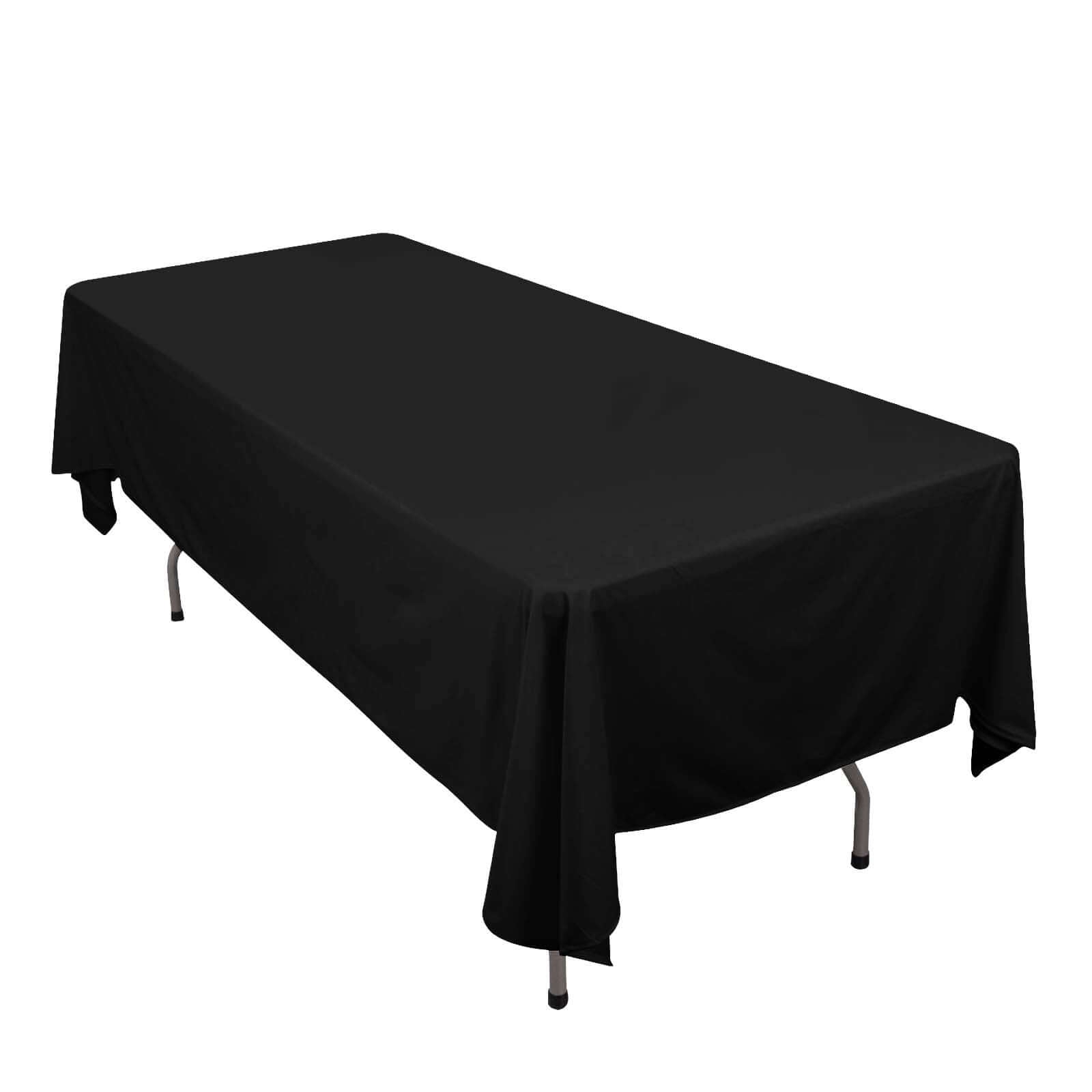 Premium Scuba Rectangular 60x102 Tablecloth Black - Wrinkle Free & Stain Resistant Table Cover for Weddings and Banquets