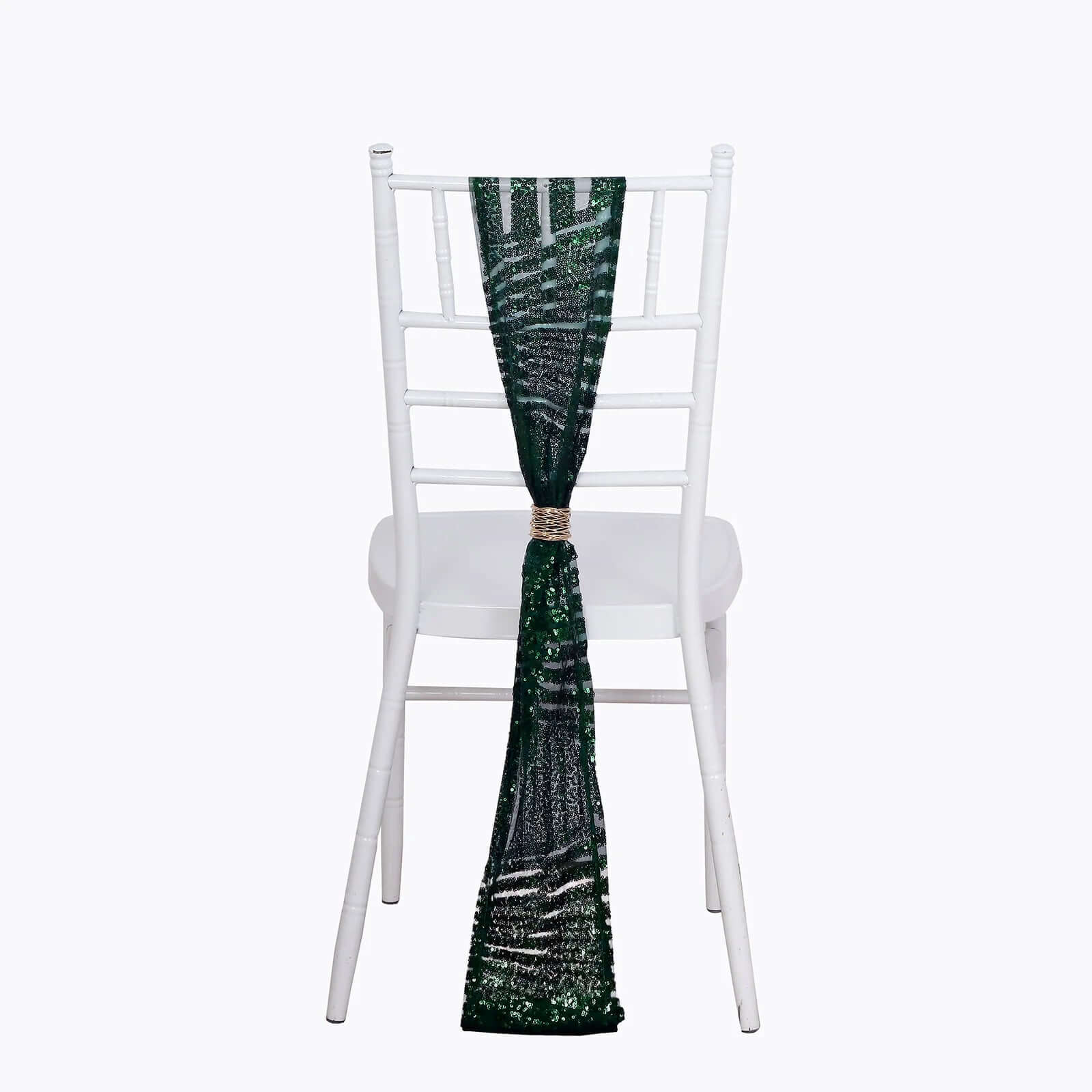 5 Pack Glitz Sequin Chair Sashes with Geometric Diamond Design 6x88 Hunter Emerald Green