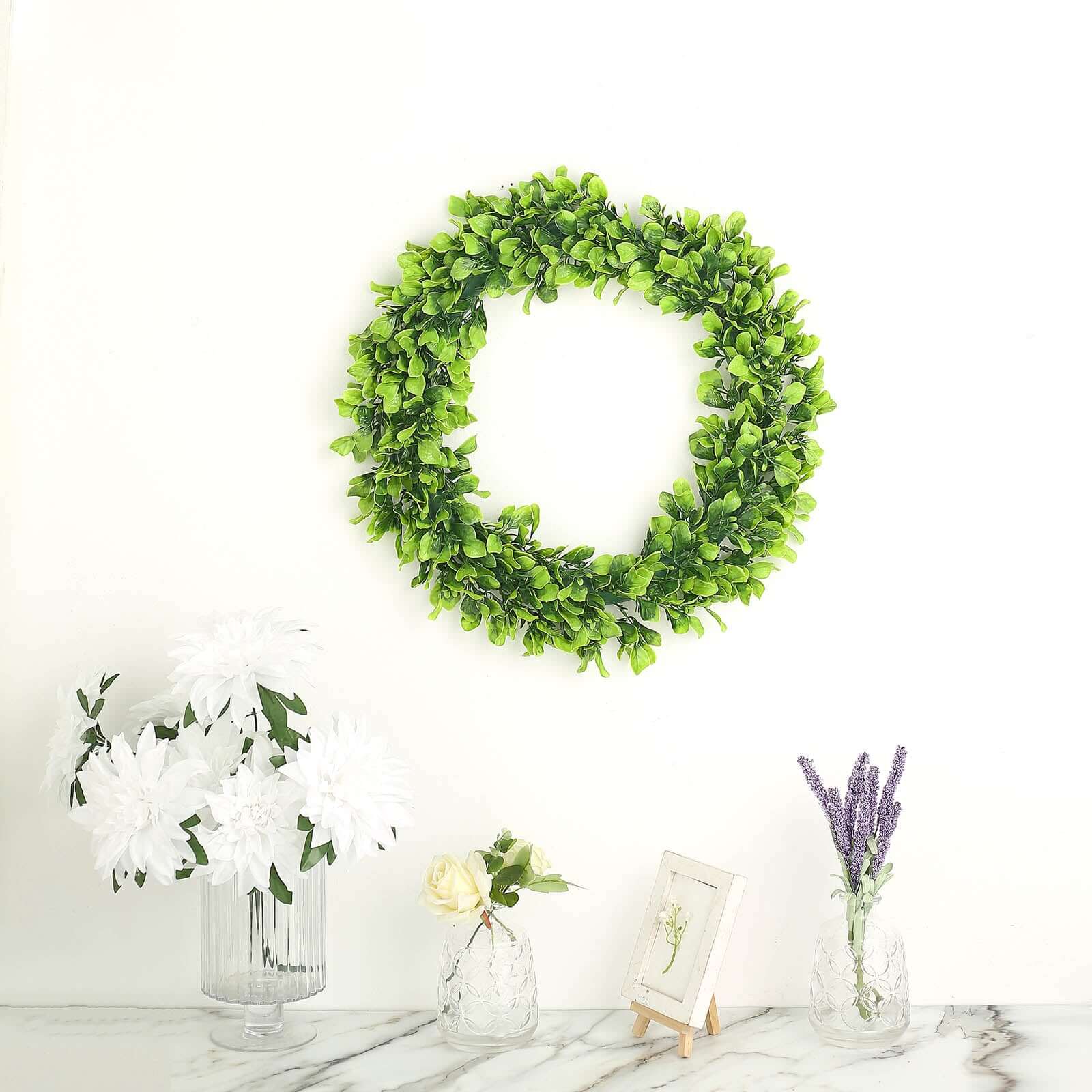 2 Pack 21 Green Artificial Lifelike Jasmine Leaf Spring Wreaths