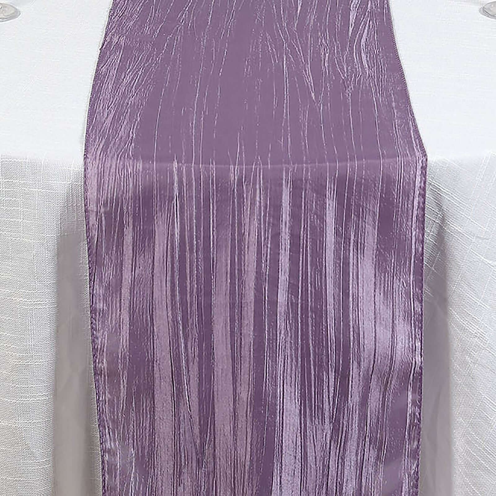 Taffeta 12x108 Table Runner Violet Amethyst - Accordion Crinkle Design