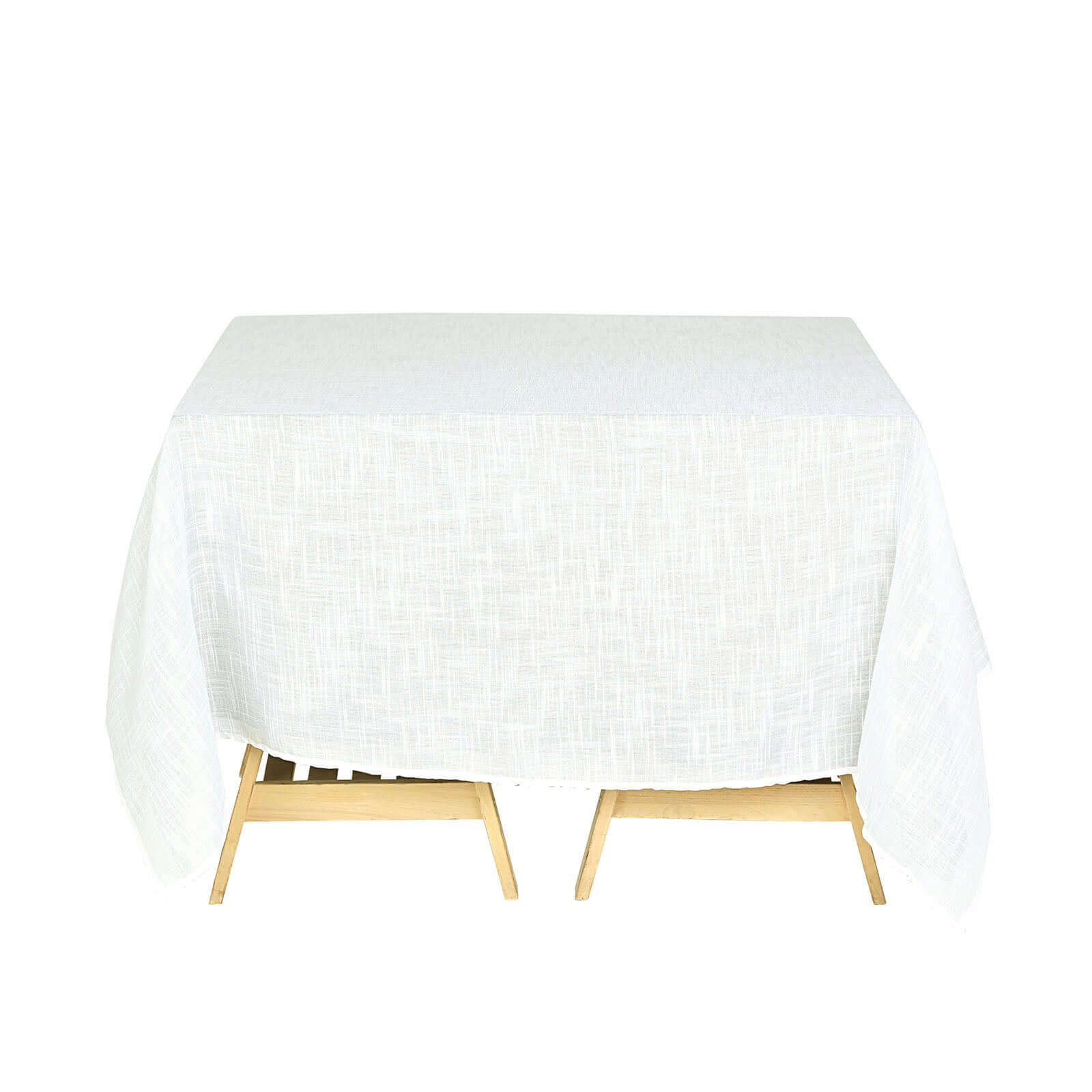 Linen 72x72 Table Overlay Square Tablecloth White - Slubby Textured Wrinkle-Resistant Design for Stylish Occasions