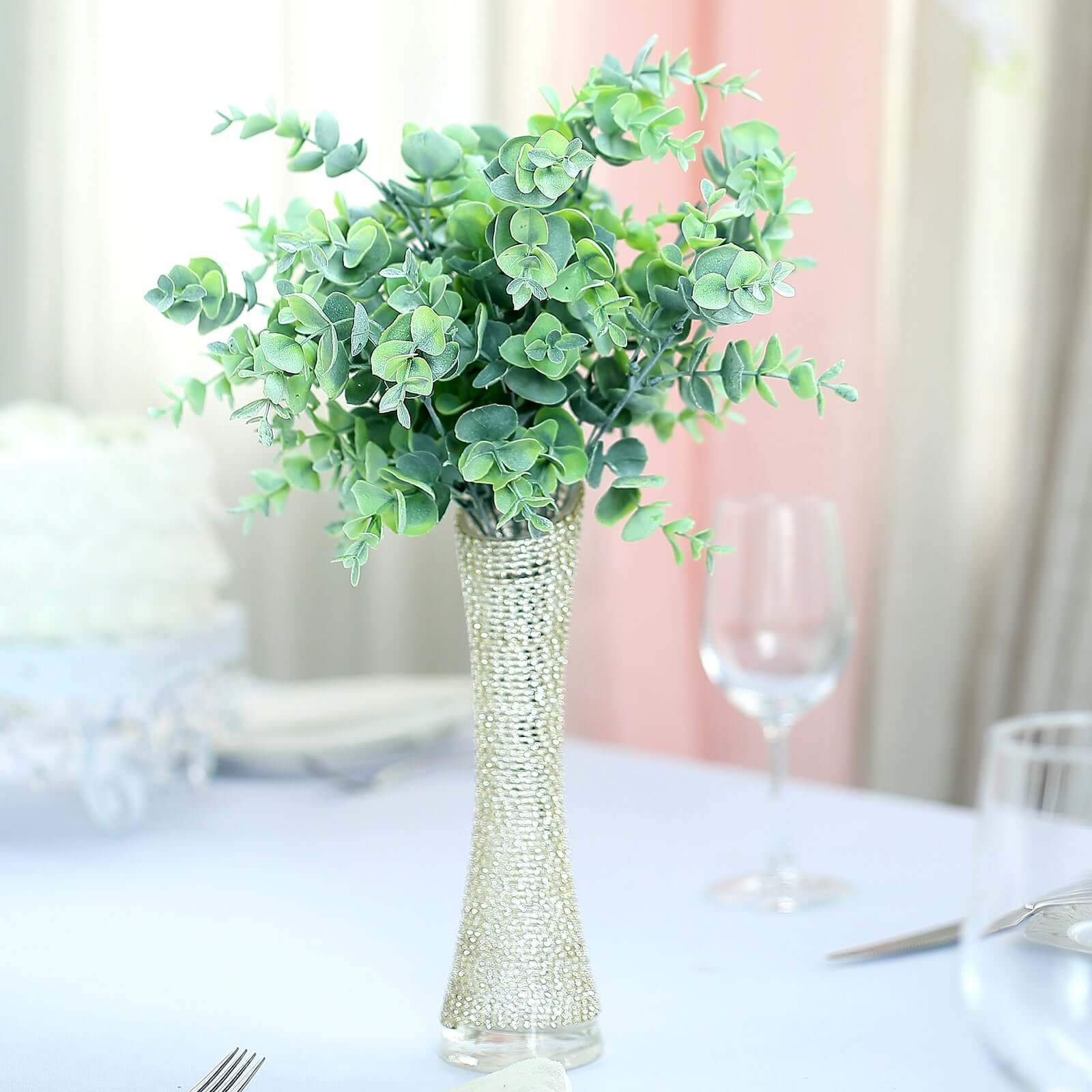 3 Bushes 14 Artificial Eucalyptus Branches, Greenery Bouquet Plants