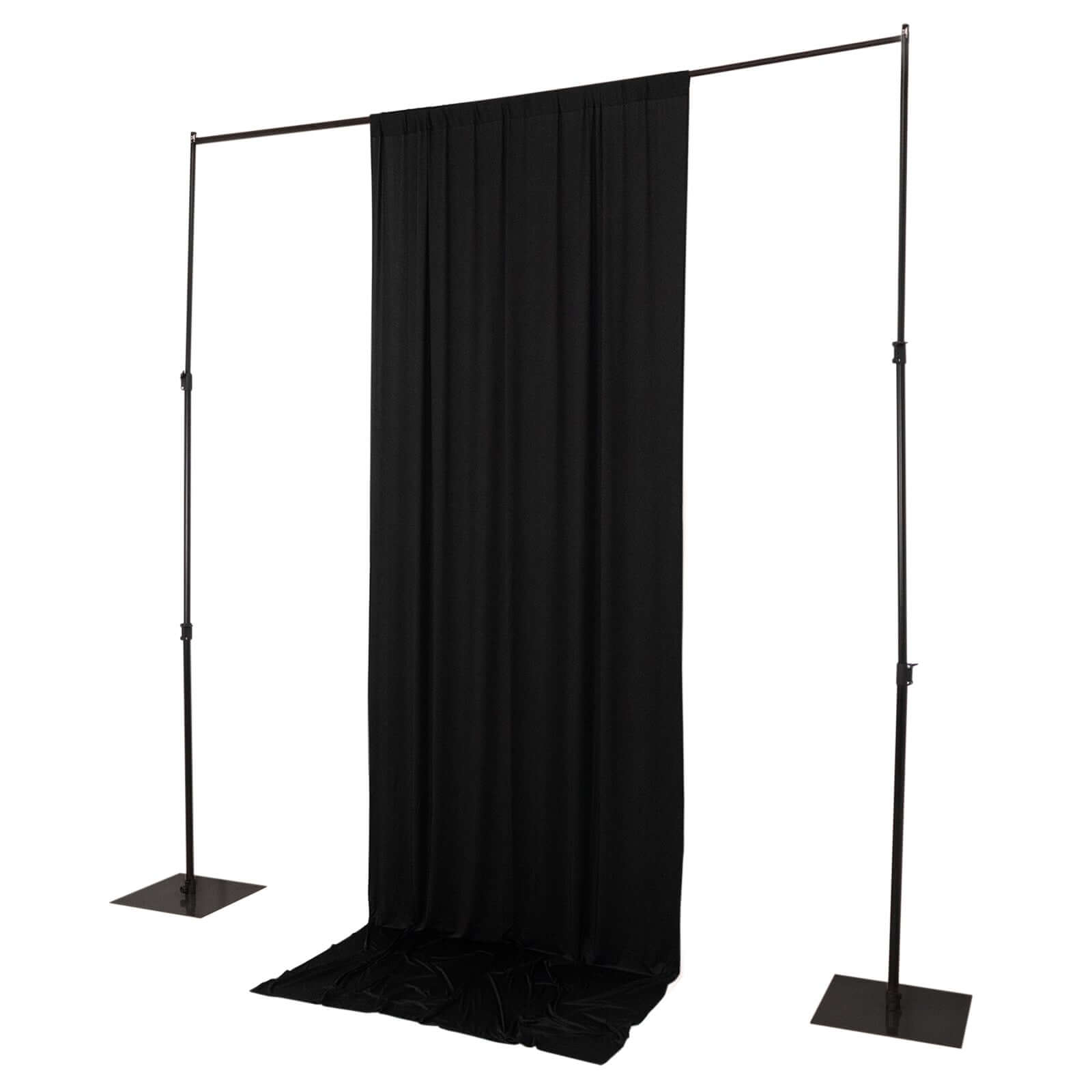 Black 4-Way Stretch Spandex Event Curtain Drapes, Wrinkle Free Backdrop Event Panel with Rod Pockets - 5ftx12ft