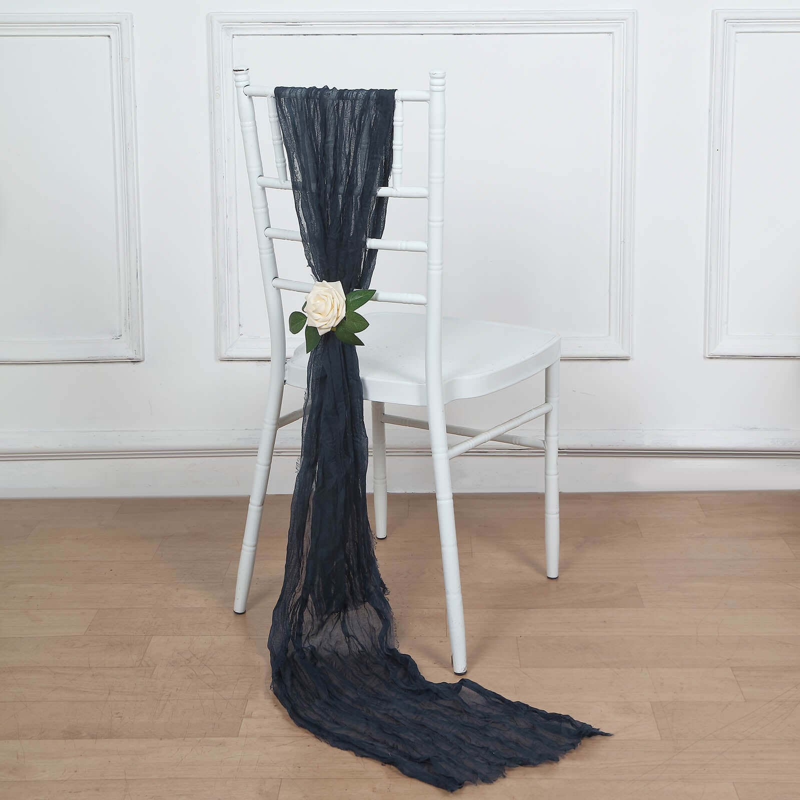 5 Pack Cheesecloth Gauze 16x88 Chair Sashes Navy Blue - Boho Chair Decorations
