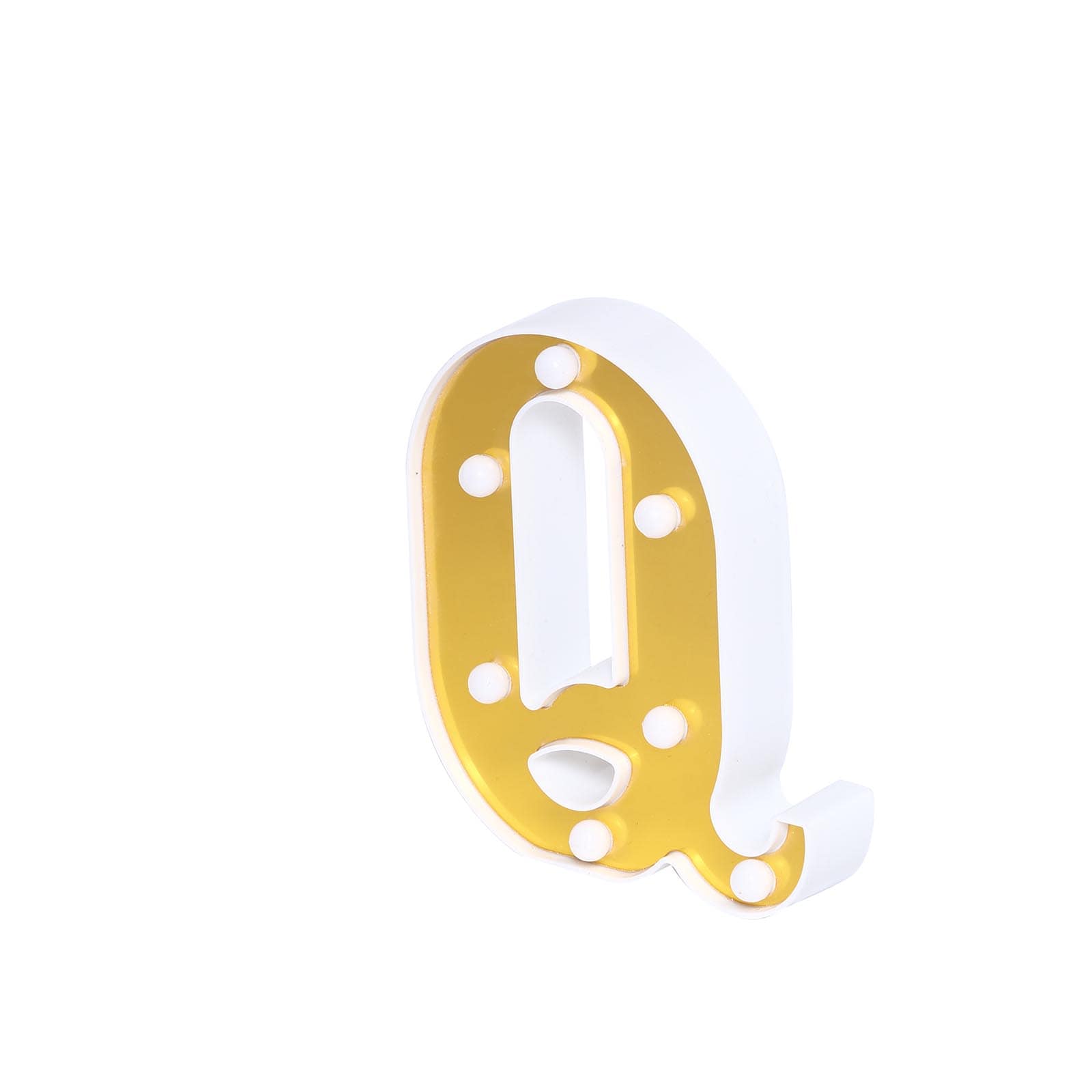 3D Marquee Letter Q Warm White 7 LED Lights Gold - Chic Light-Up Decor for Events 6