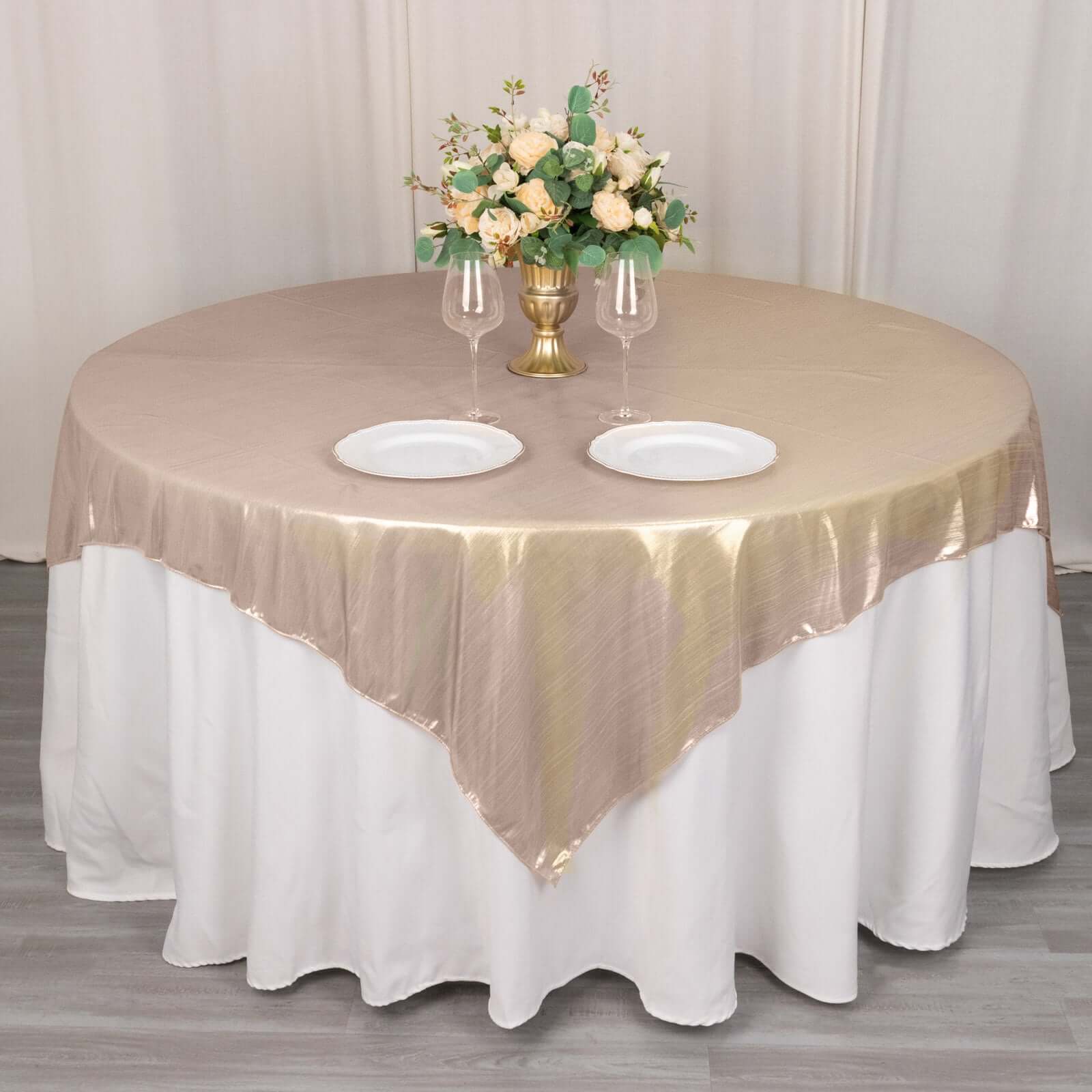 Polyester 72x72 Table Overlay Square Tablecloth Blush - Sequin Dots Wrinkle-Free Table Cover