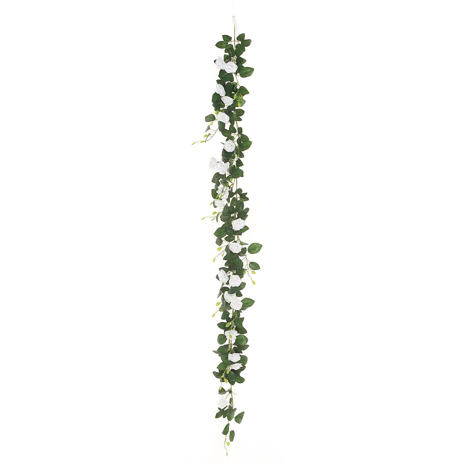 6ft 20 White Artificial Silk Roses Flower Garland, Hanging Vine