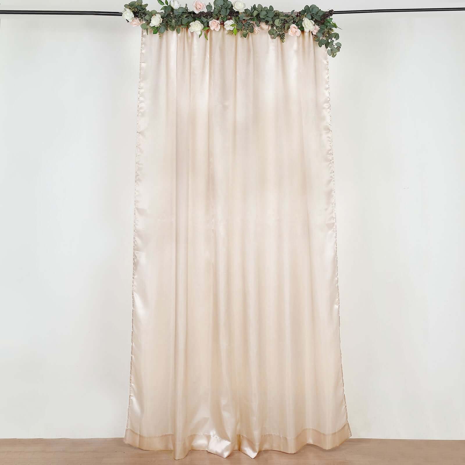 8ftx10ft Beige Satin Event Curtain Drapes, Backdrop Event Panel