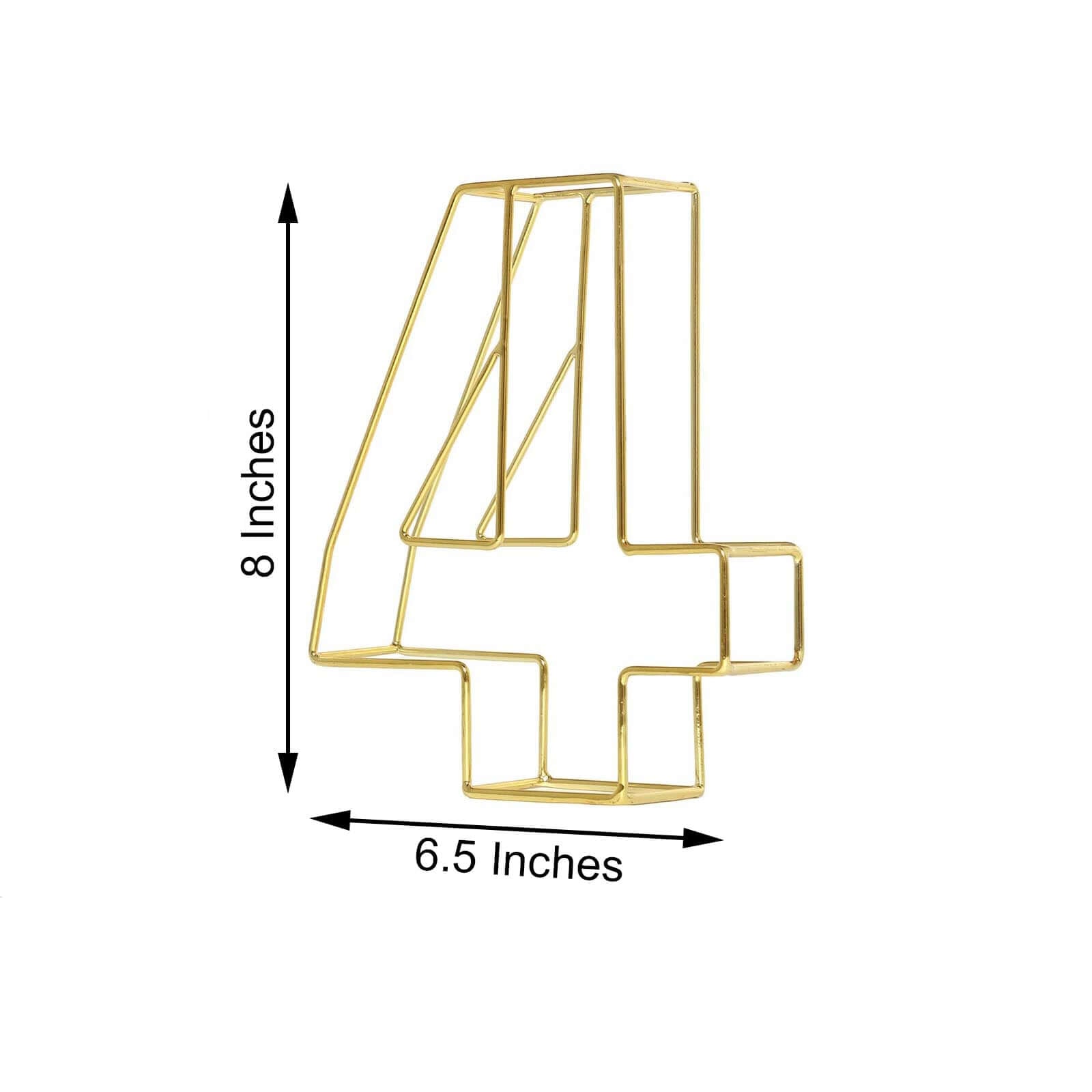 8 Tall Gold Freestanding 3D Decorative Metal Wire Numbers, Wedding Table Numbers -4