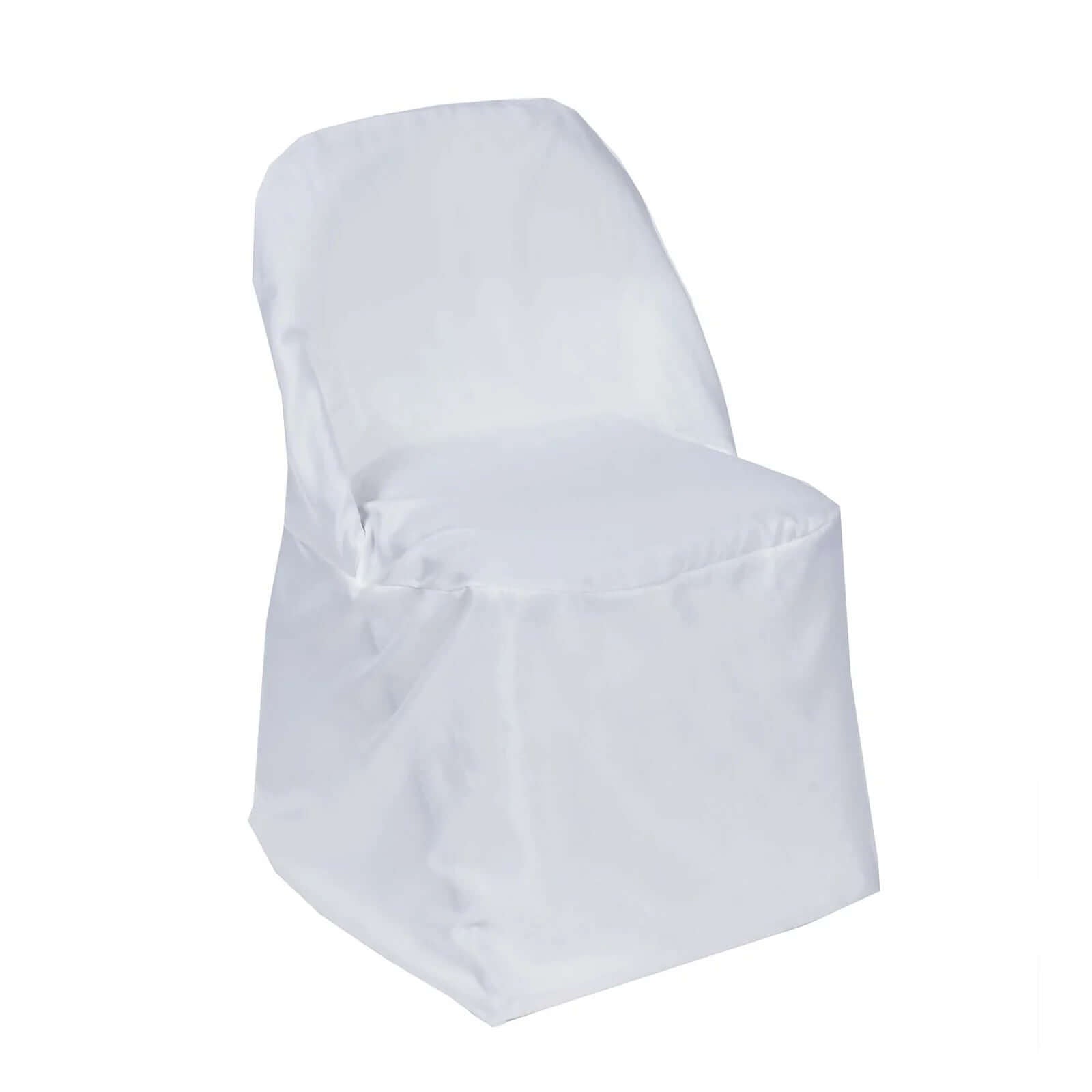 10 Pack Polyester Chair Covers for Folding Chairs White - Wrinkle-Free Stain-Resistant Slip-On Design for Events