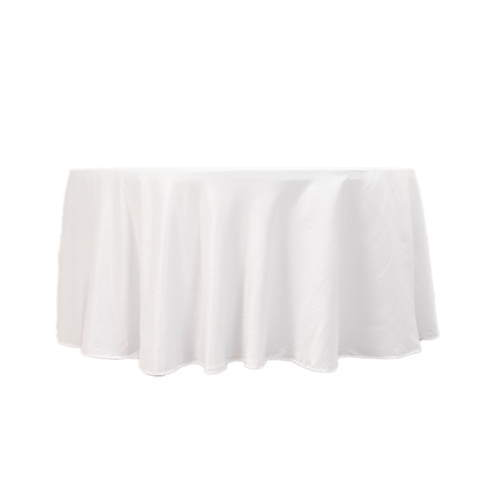 Lamour Satin 120 Round Tablecloth White - Seamless Table Cover with Soft Tempered Sheen for Upscale Gatherings