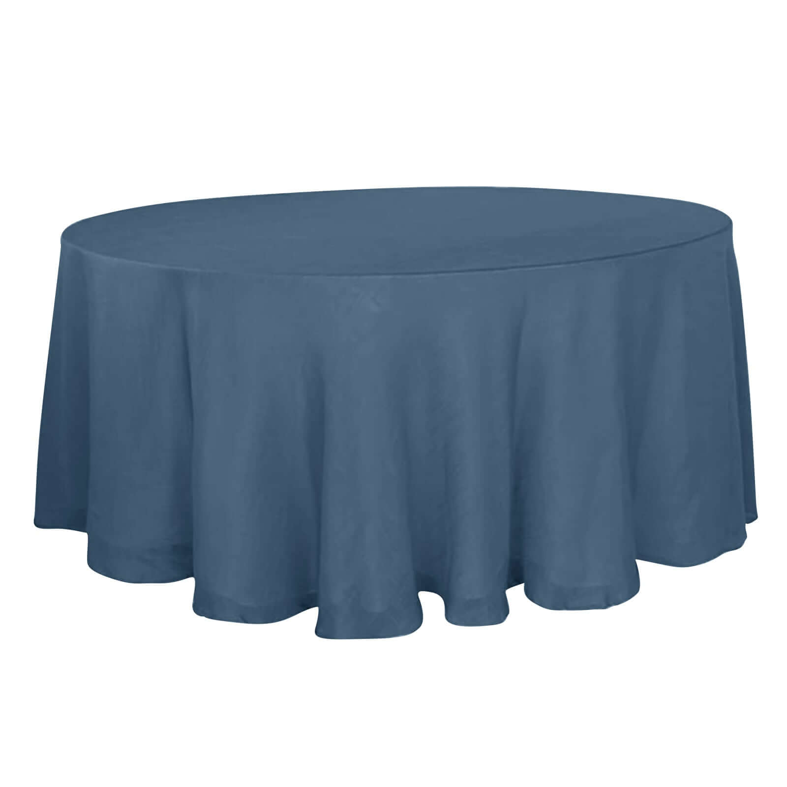 Faux Linen 120 Round Tablecloth Blue - Slubby Texture Wrinkle-Resistant Seamless Table Cover