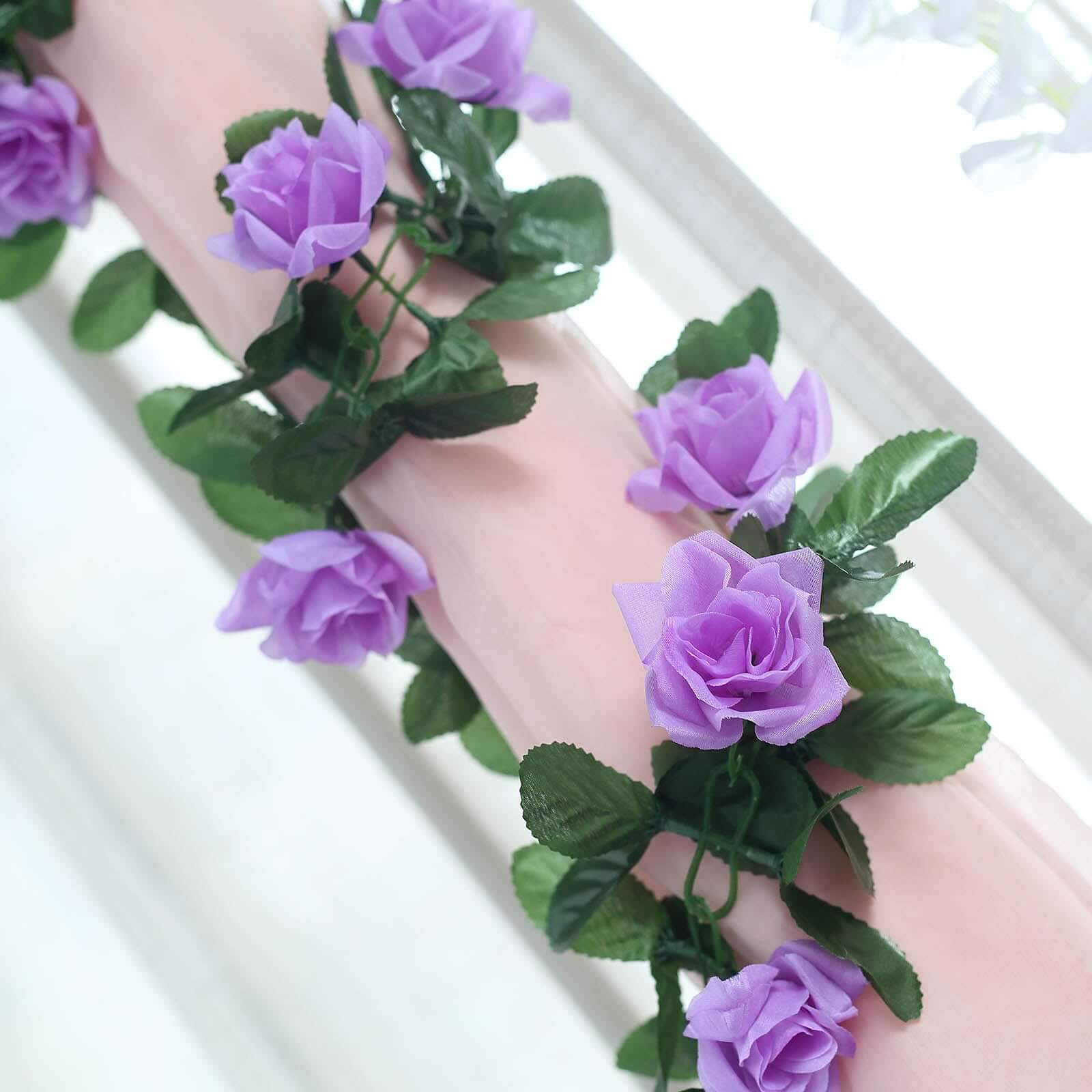 6ft Lavender Lilac Artificial Silk Rose Garland UV Protected Flower Chain