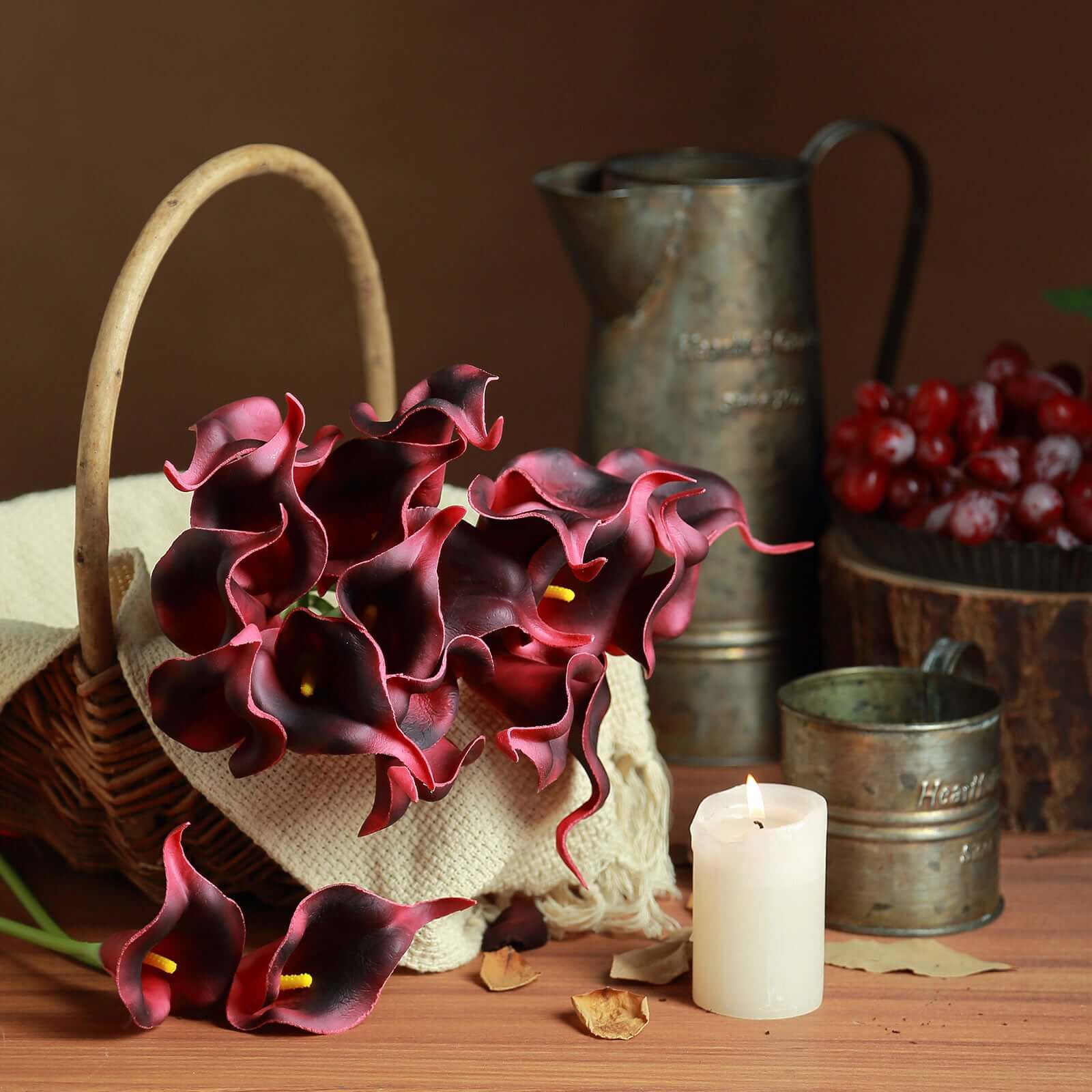 20 Stems 14 Burgundy Artificial Poly Foam Calla Lily Flowers