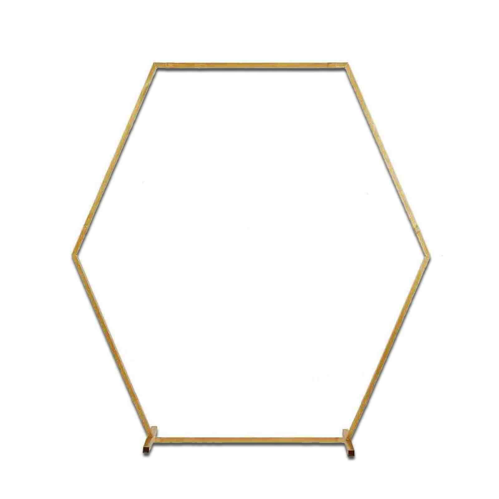 8ft Heavy Duty Gold Metal Hexagonal Wedding Arbor Photo Backdrop Stand