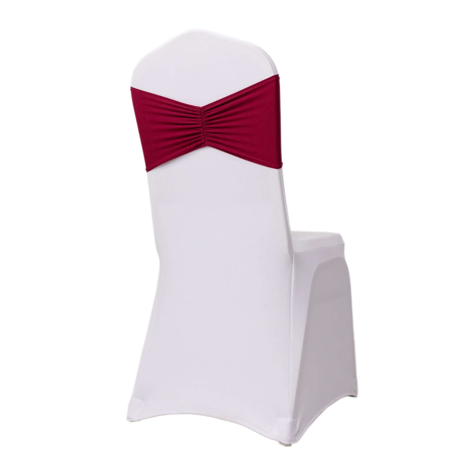 5 Pack Spandex Chair Sashes Burgundy Ruffled Style - Wide Easy to Use Stretch Chair Bands 8x13