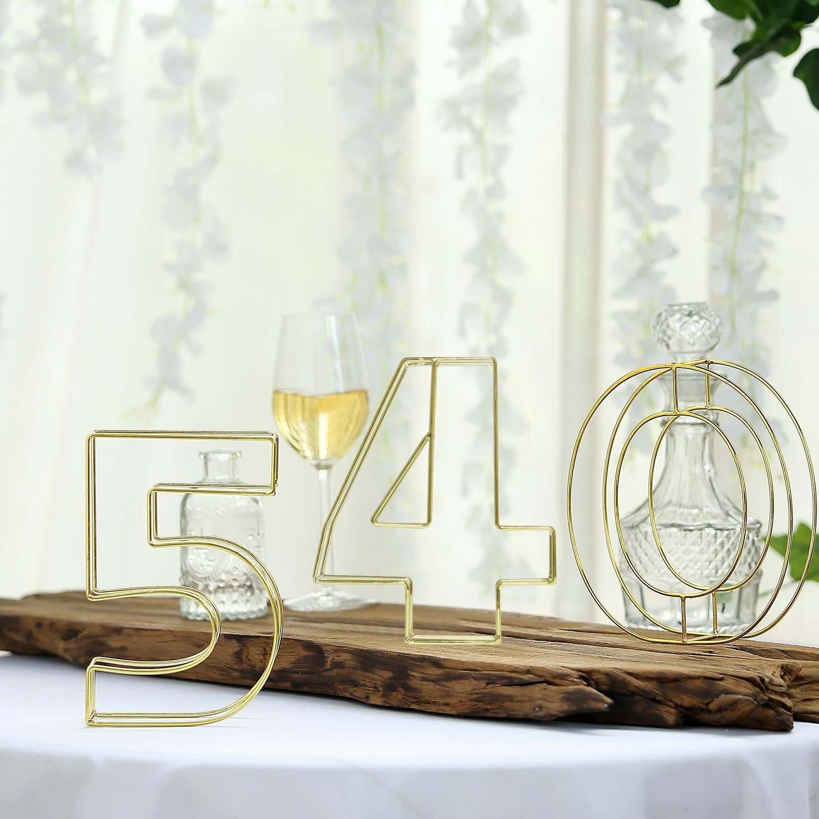 8 Tall Gold Freestanding 3D Decorative Metal Wire Numbers, Wedding Table Numbers -4