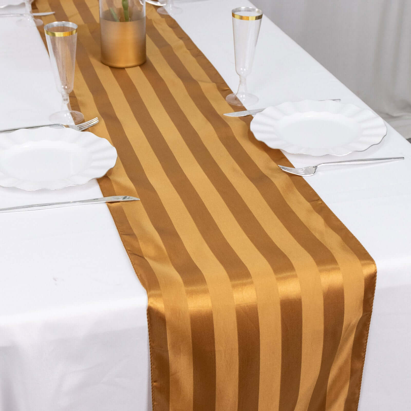 Satin 12x108 Table Runner Gold - Stripe Table Decor