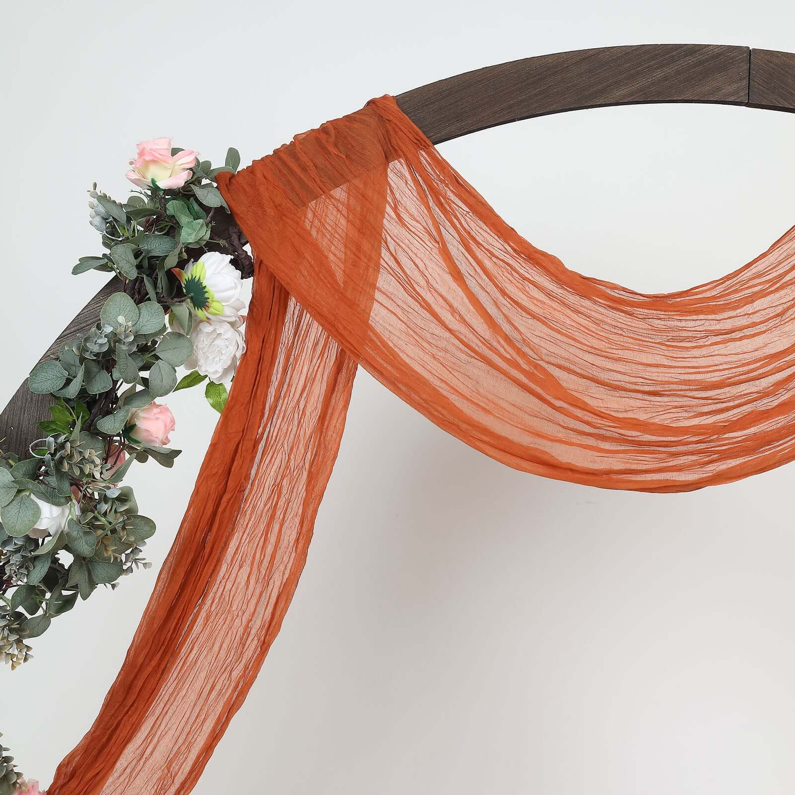 20ft Terracotta (Rust) Gauze Cheesecloth Fabric Wedding Arch Drapery, Window Scarf Valance, Boho Decor Arbor Curtain Panel