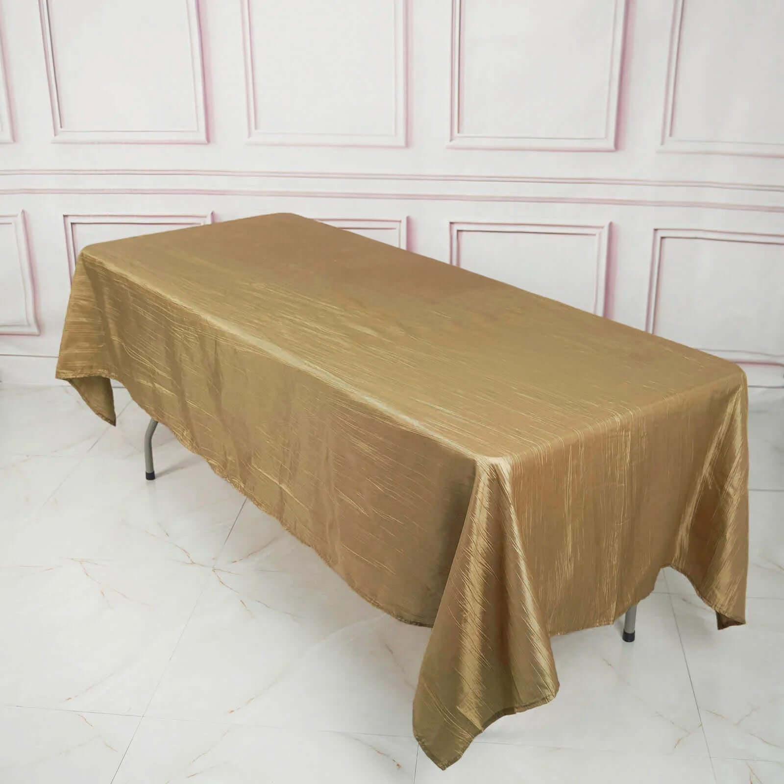 Taffeta 60x102 Rectangle Tablecloth Gold - Accordion Crinkle Design for Modern Gatherings