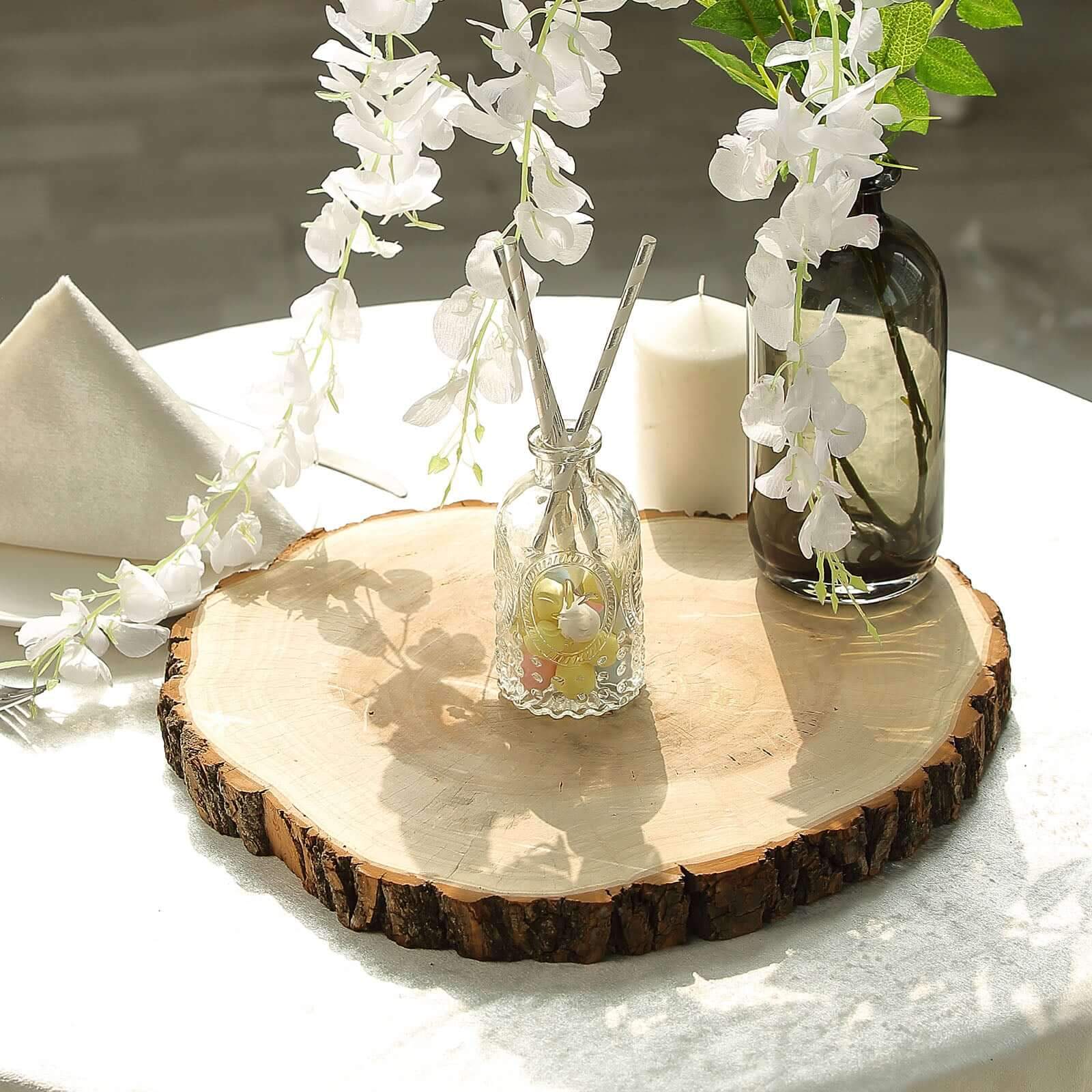 Rustic Poplar Wood Slices Round - Polished Bases for Wedding & Event Decor 18 Dia