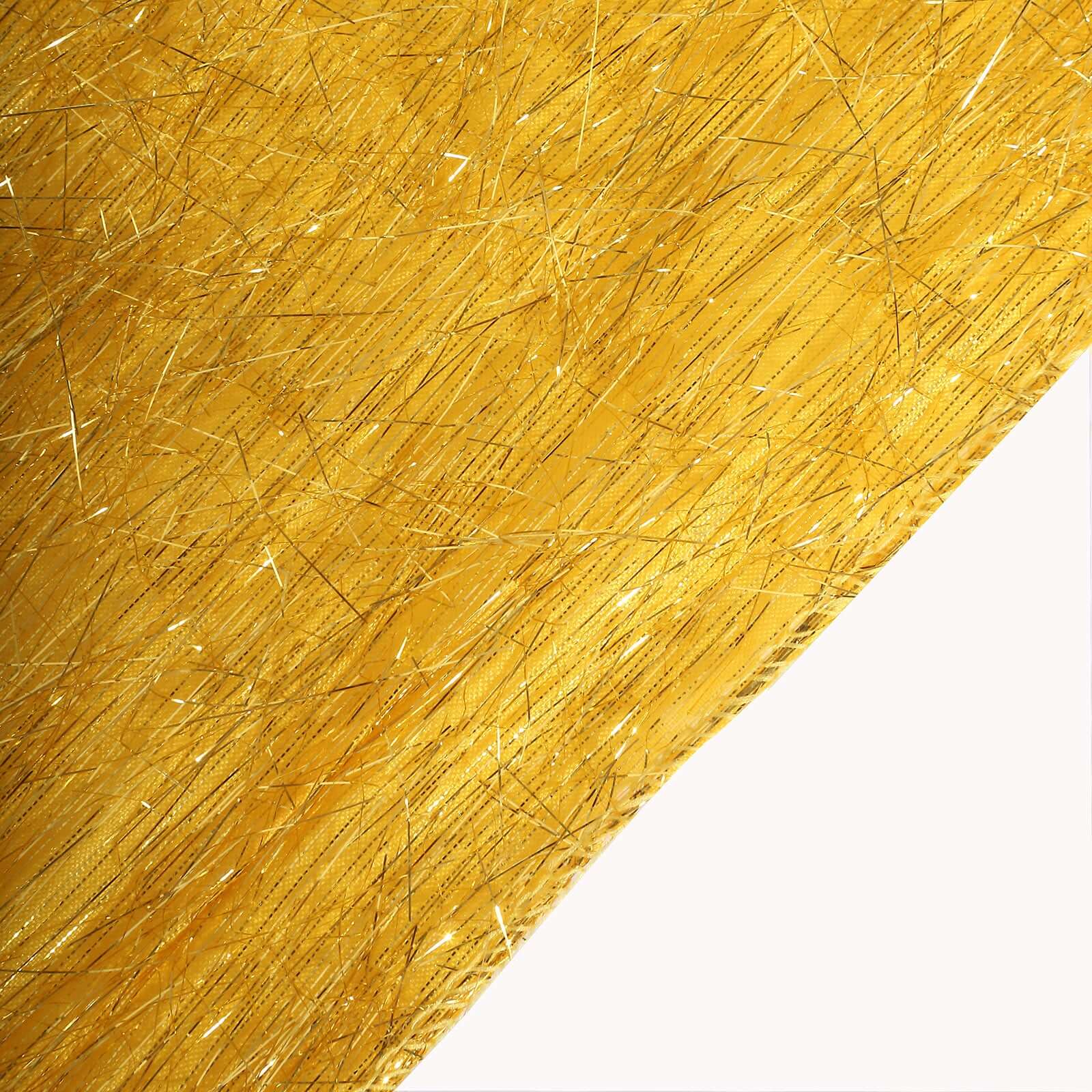 5 Pack Polyester Chair Sashes Gold Metallic Tinsel Fringe - Easy to Use Sparkly Chair Bows 6x108