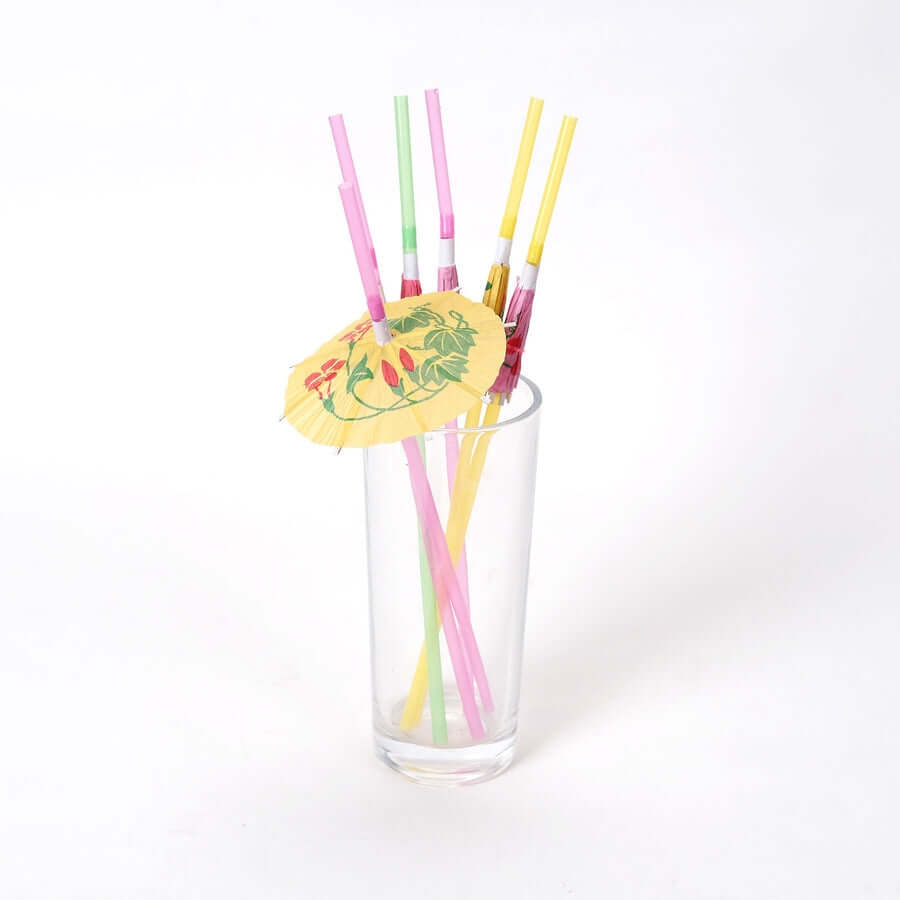 50-Pack Umbrella Drinking Straws Multi-Colored - Fun Disposable Straws for Tropical Parties 10