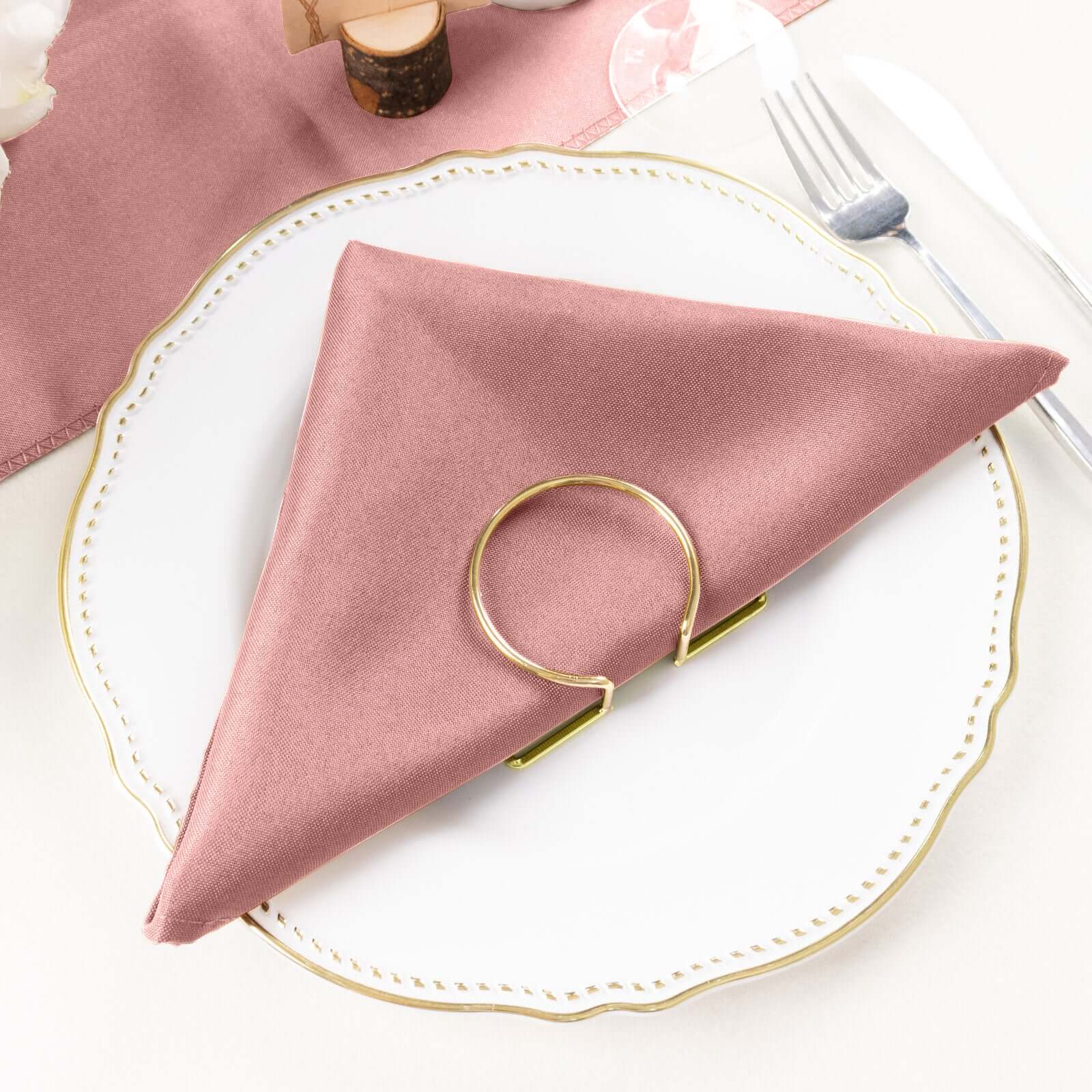 5 Pack Polyester 20x20 Napkins Dusty Rose - Wrinkle Resistant & Easy Care Cloth Napkins