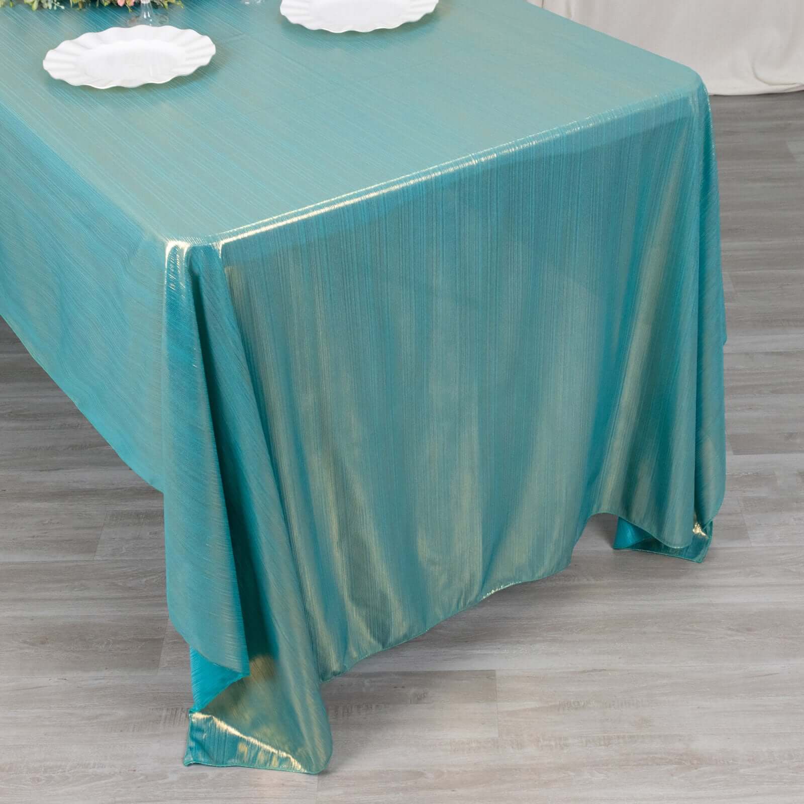 Sequin Dots Polyester 60x126 Rectangle Tablecloth Shimmering Turquoise - Wrinkle Free & Sparkling Table Cover