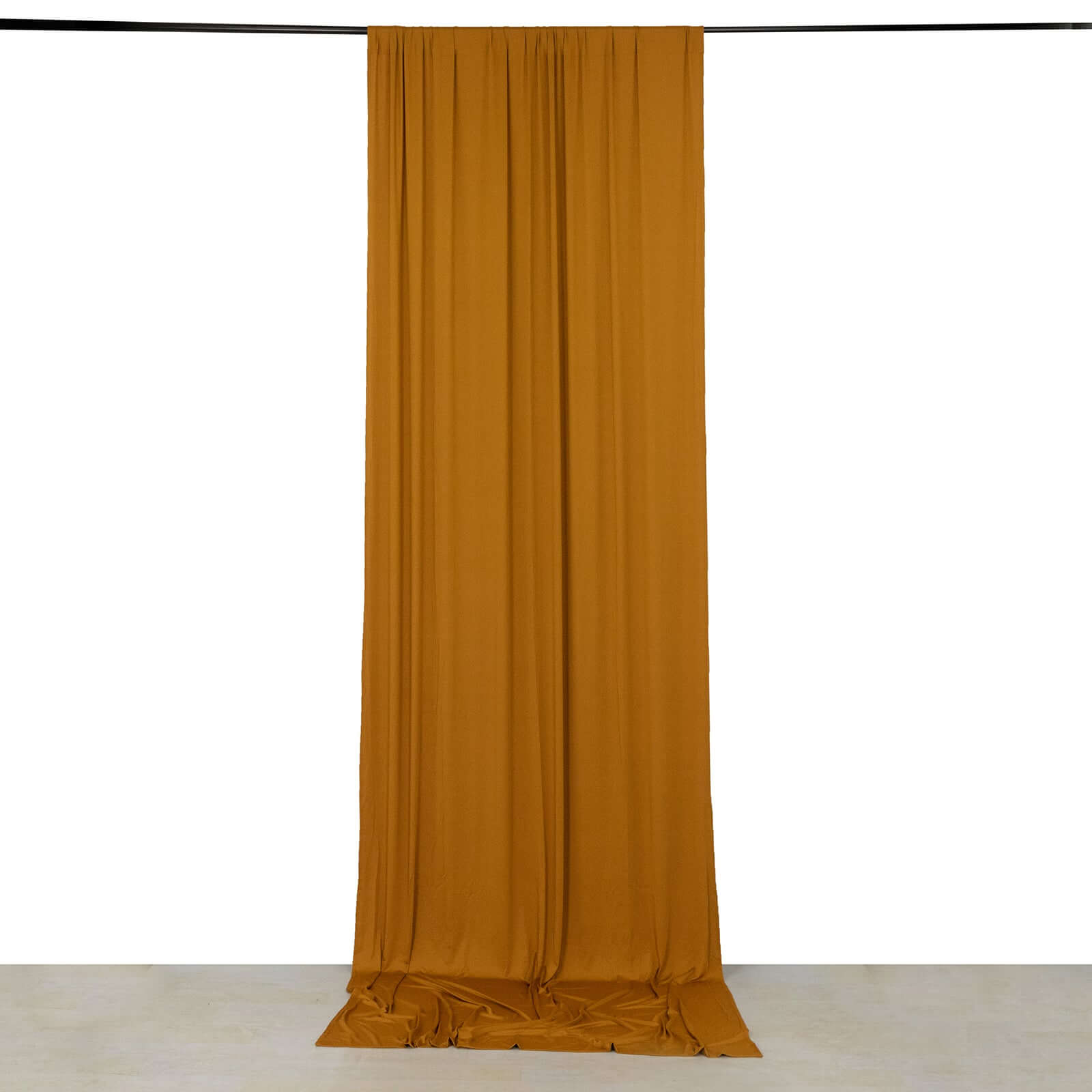 Gold 4-Way Stretch Spandex Event Curtain Drapes, Wrinkle Free Backdrop Event Panel with Rod Pockets - 5ftx12ft