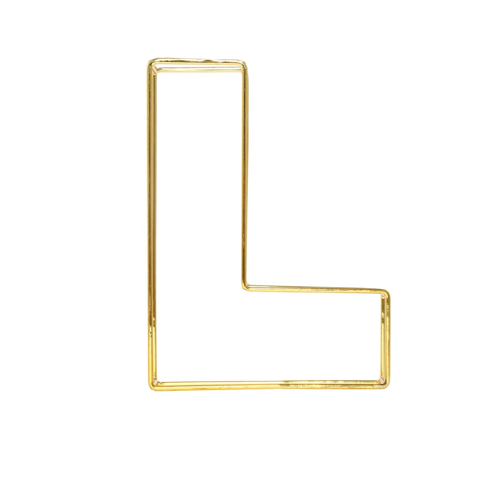 8 Tall Gold Freestanding 3D Decorative Wire Letter, Wedding Centerpiece - L