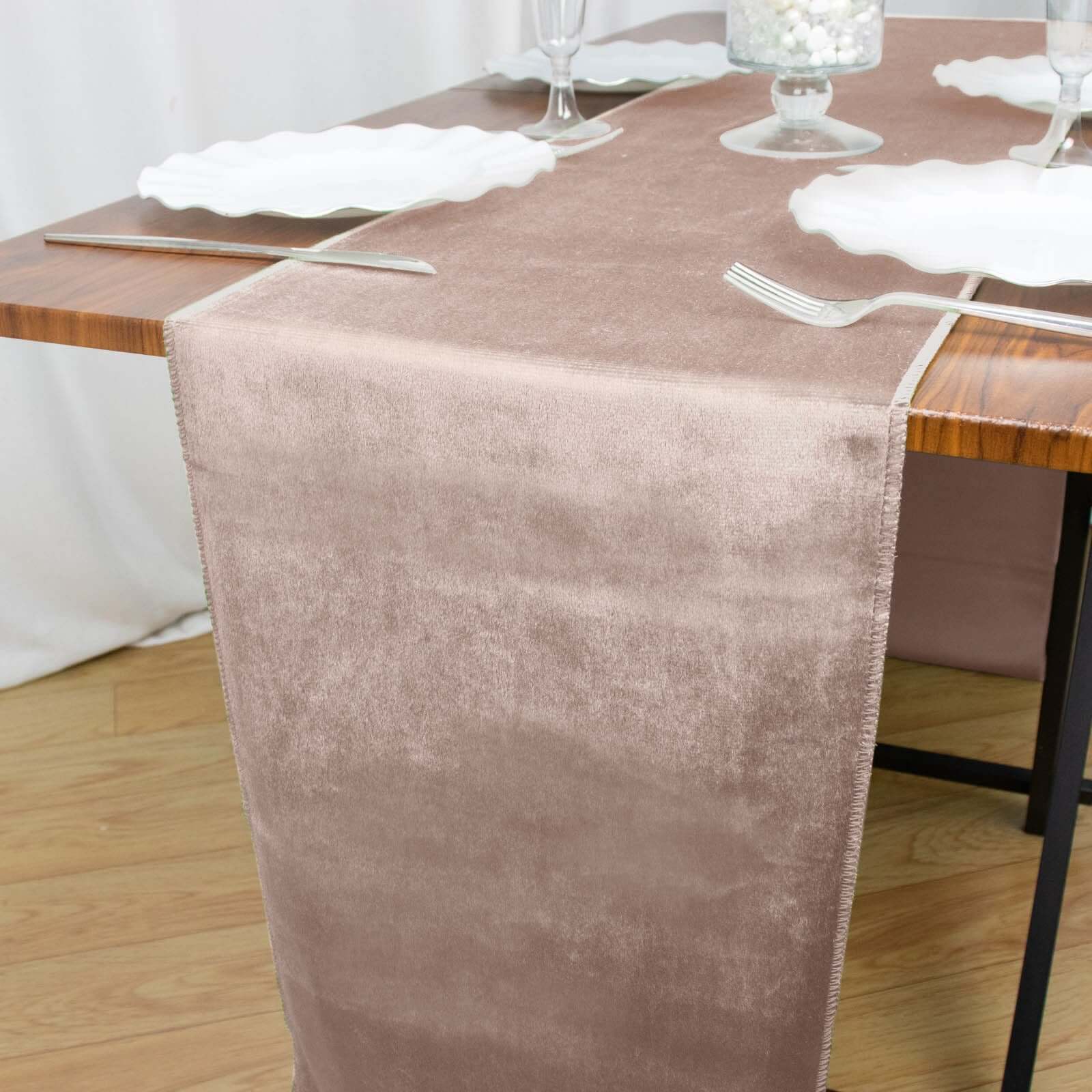 Premium Velvet 12x108 Table Runner Mauve - Sheen Finish Reusable Table Decor