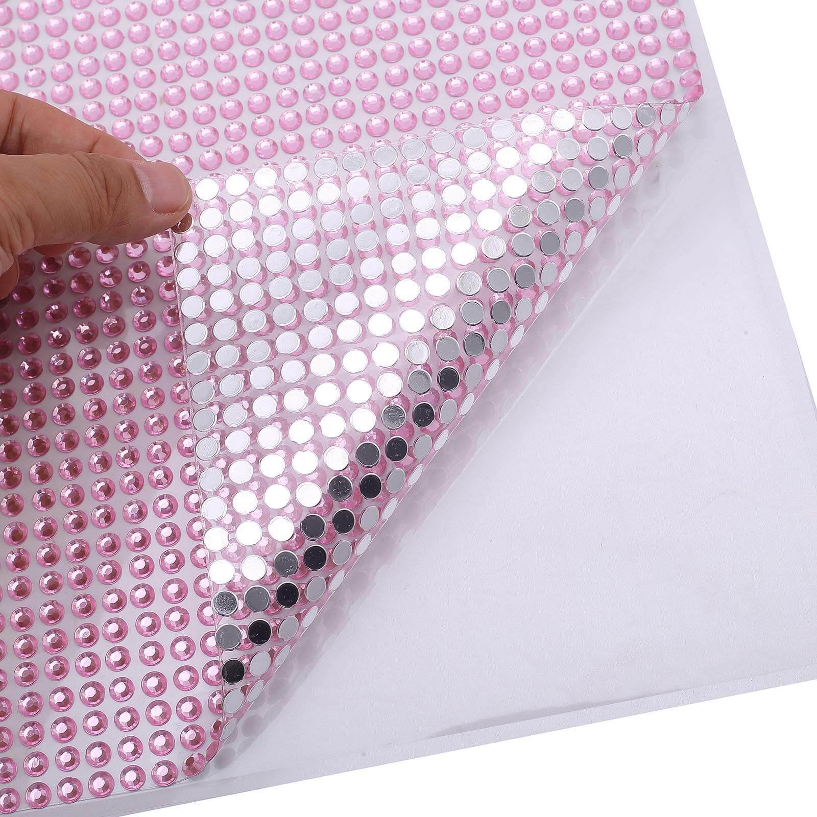 21”x11” Blush Self Adhesive Rhinestone Diamond Sticker Wrap Sheets, DIY Craft Gem Stickers