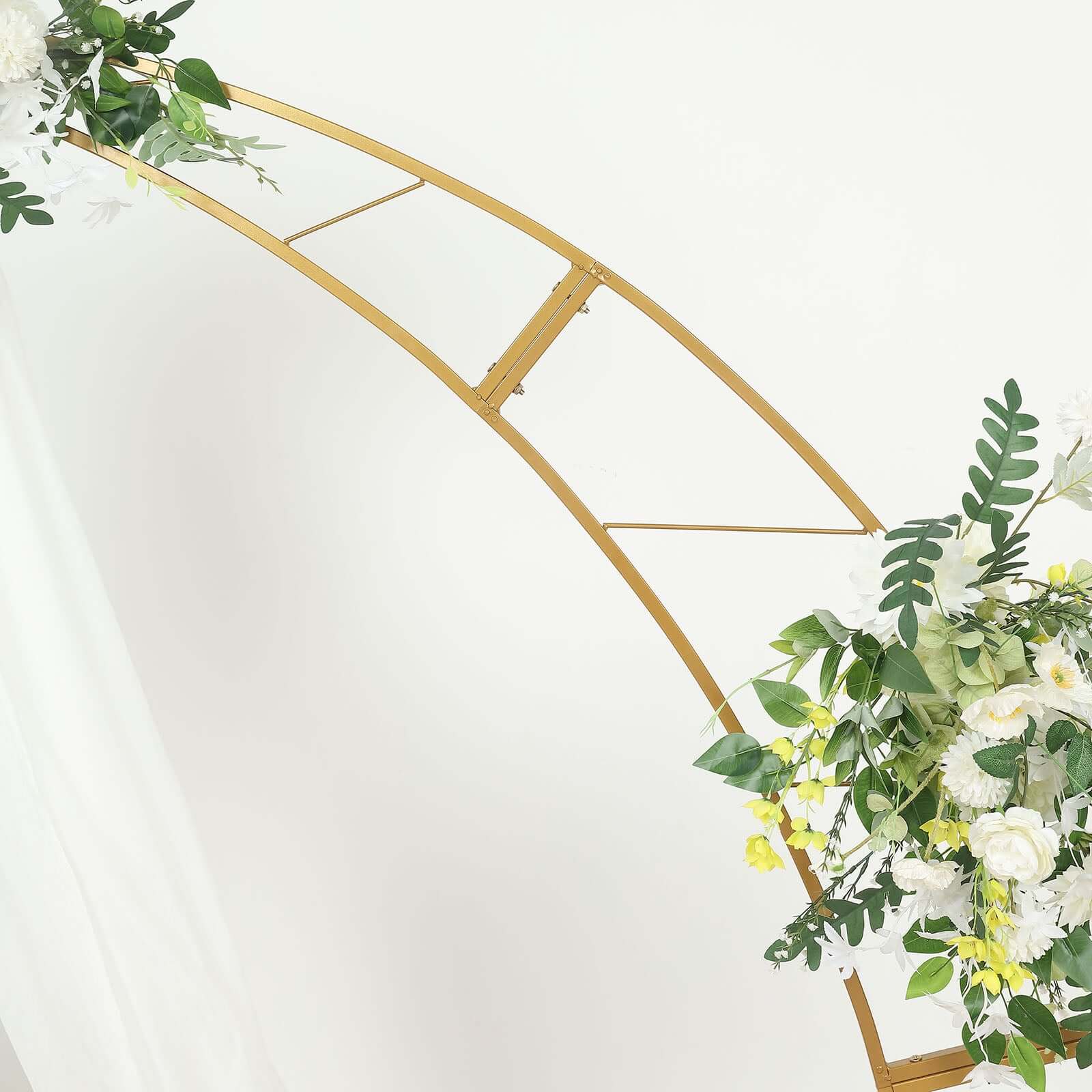 6.5ft Gold Metal Half Crescent Moon Wedding Arbor Frame, Curved Design Arch Flower Balloon Stand