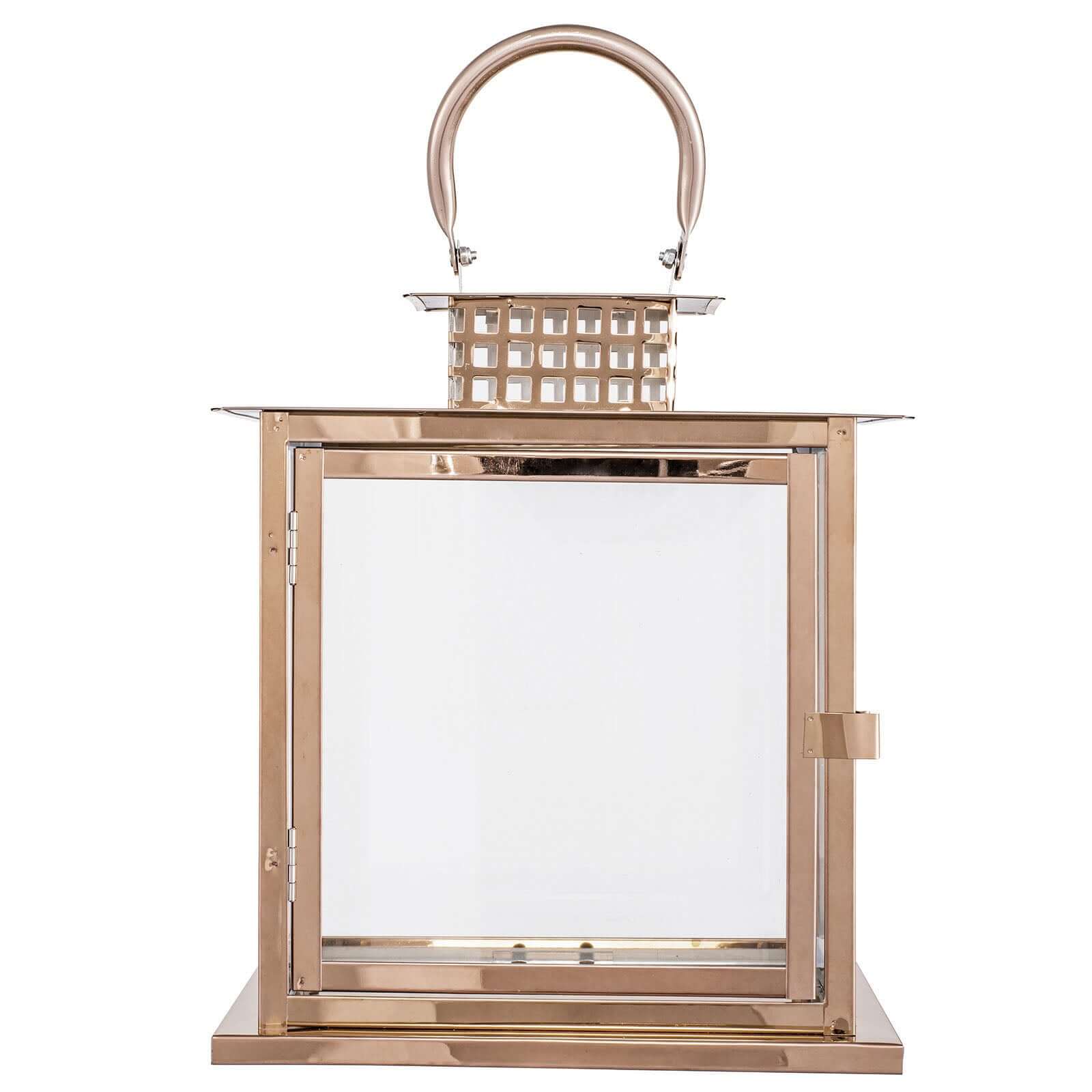 Stainless Steel Candle Lantern Cage Top Design Rose Gold - Outdoor Metal Patio Lantern Centerpiece 10