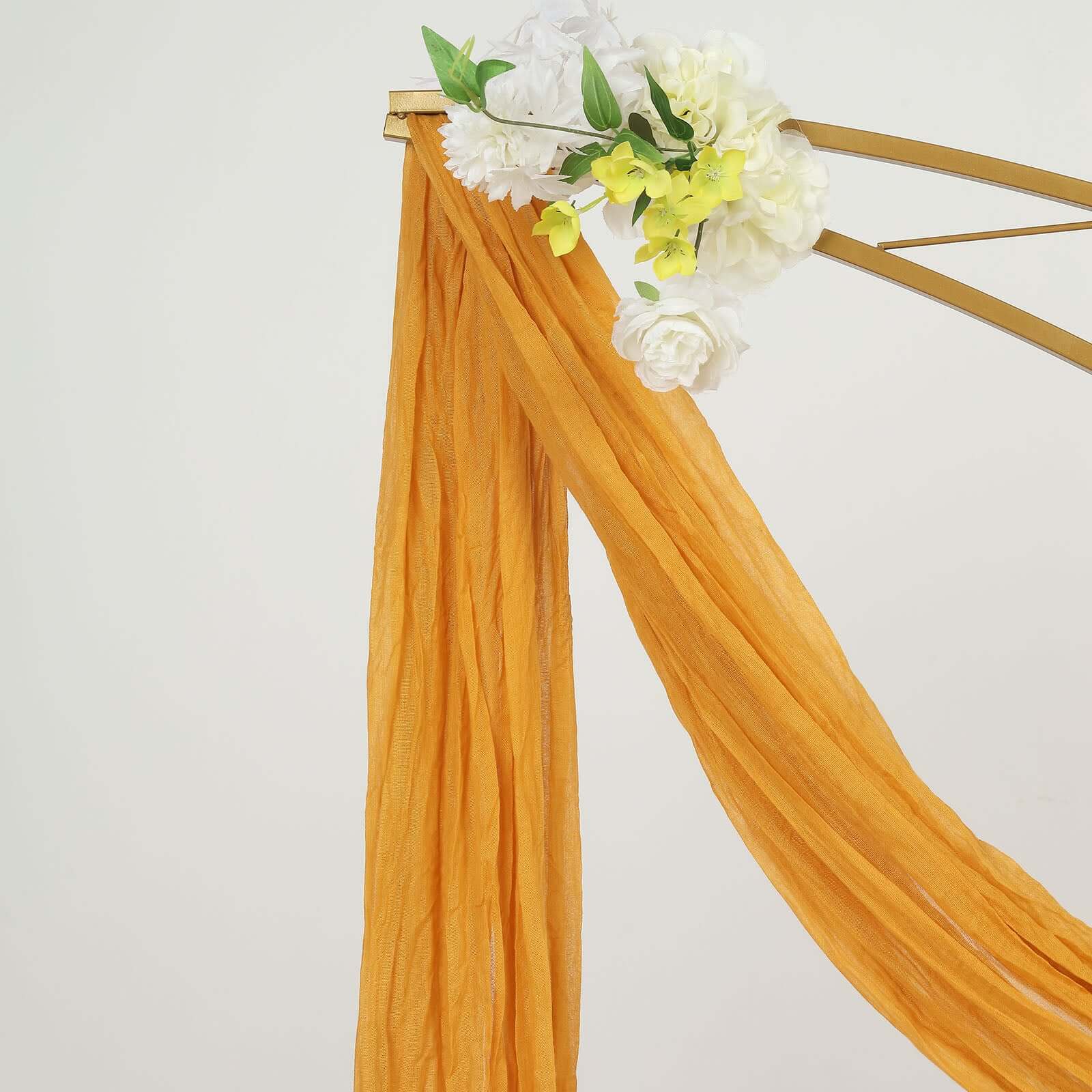 20ft Mustard Yellow Gauze Cheesecloth Fabric Wedding Arch Drapery, Window Scarf Valance, Boho Decor Arbor Curtain Panel