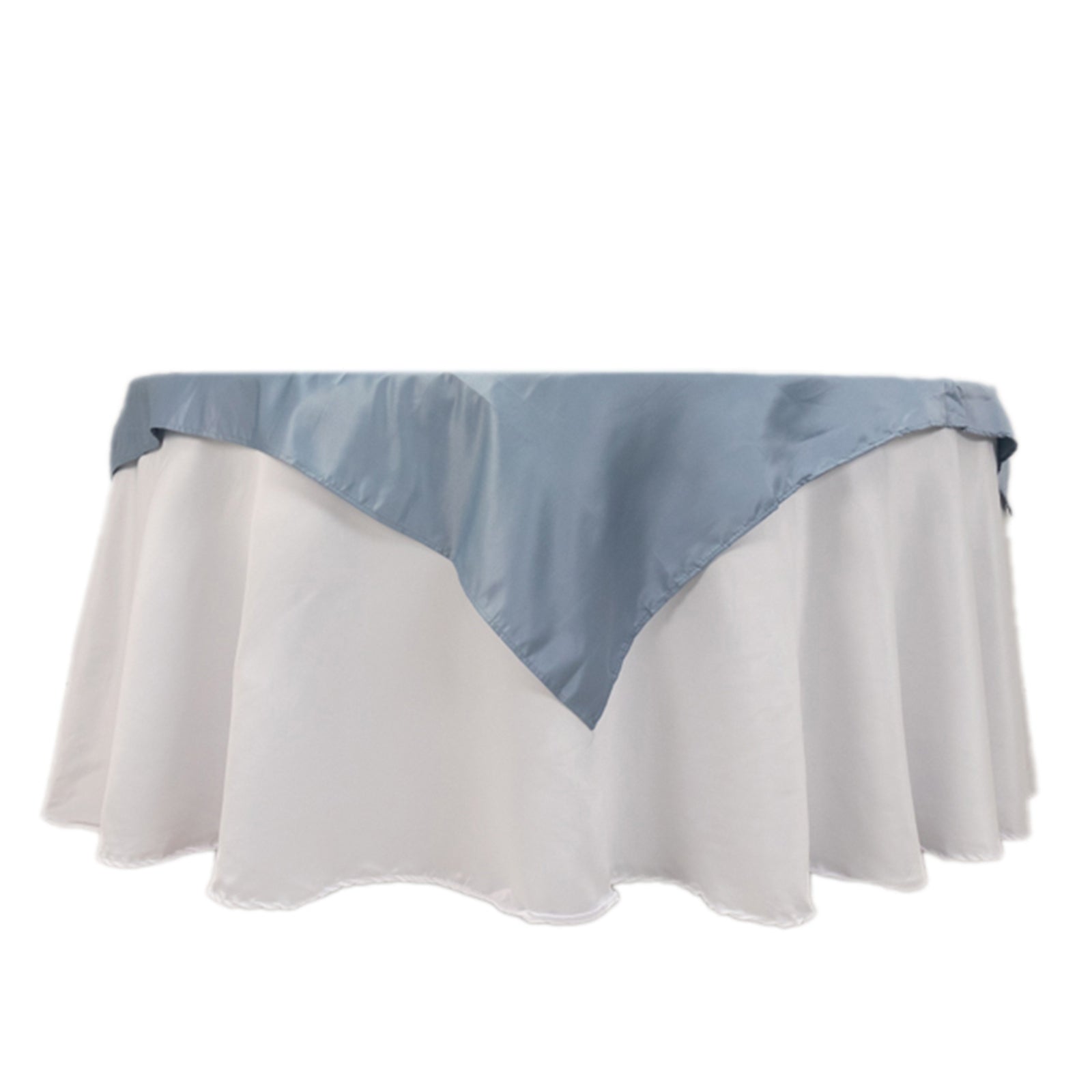 Lamour Satin 54x54 Table Overlay Square Tablecloth Dusty Blue - Durable & Silk-Like Table Cover