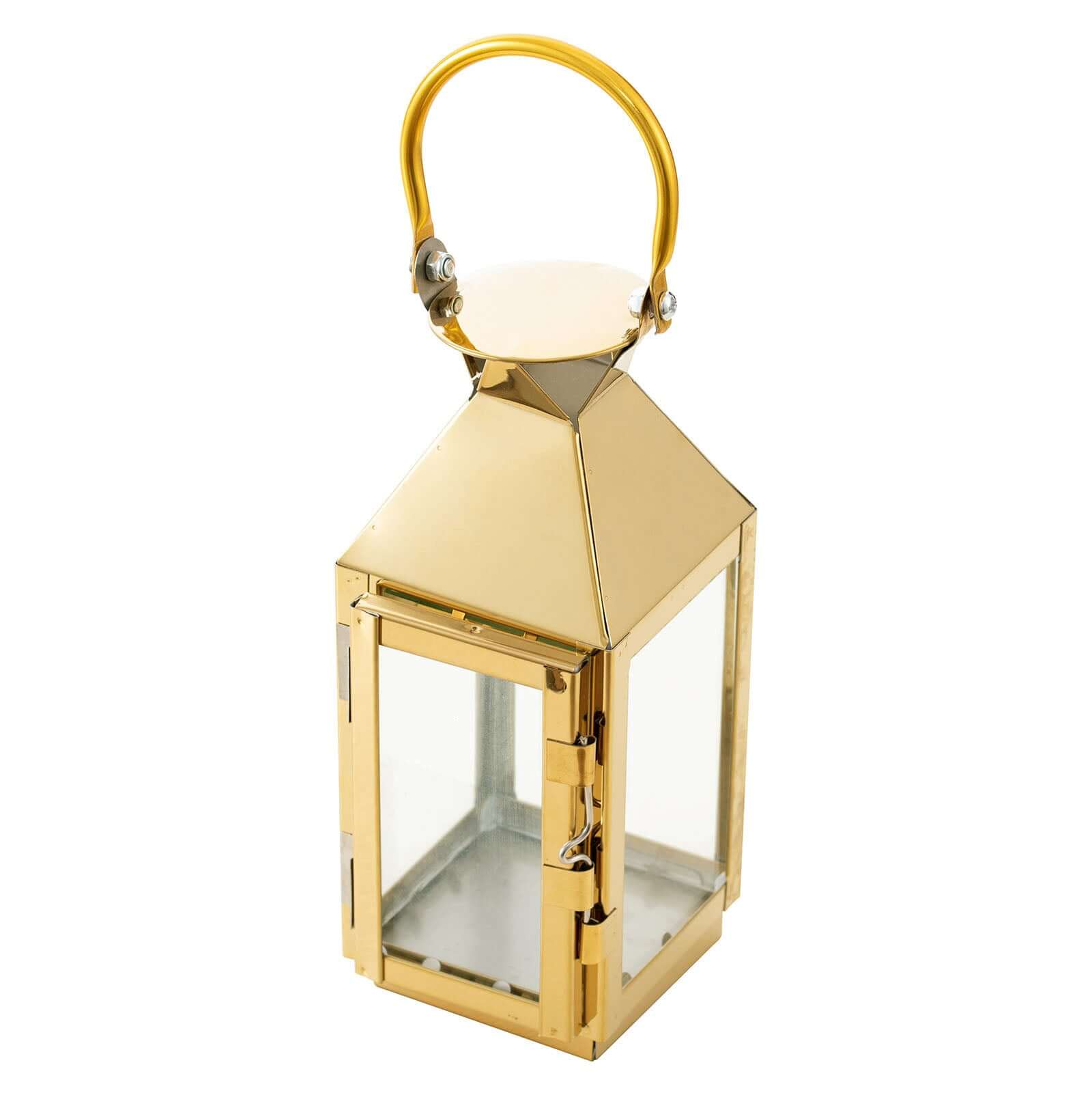 Stainless Steel Candle Lantern Crown Top Design Gold - Outdoor Metal Patio Lantern Centerpiece 8