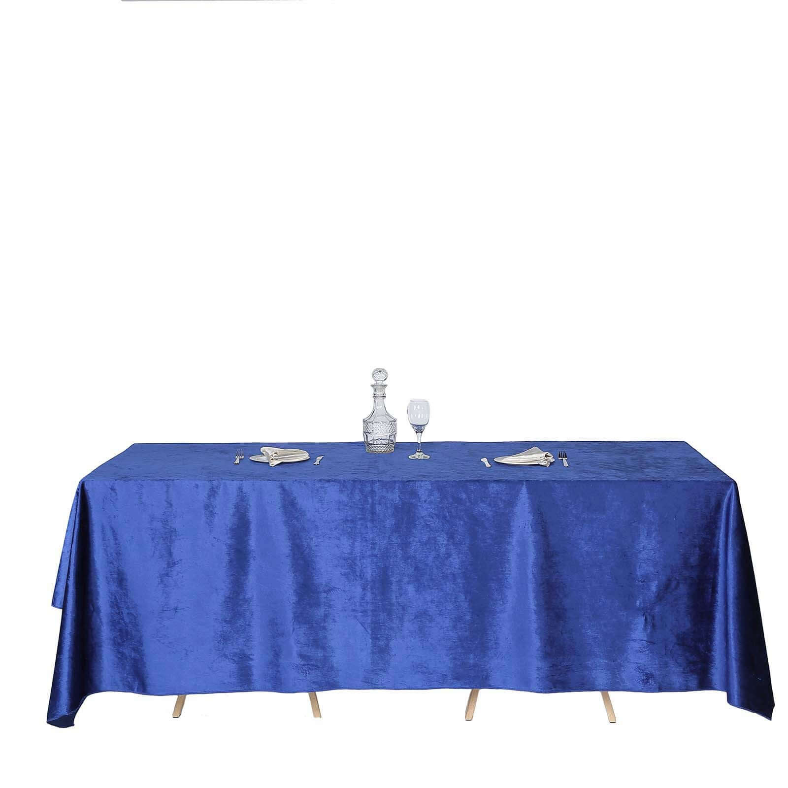 Premium Velvet 90x132 Rectangle Tablecloth Royal Blue - Reusable Soft & Seamless Table Cover