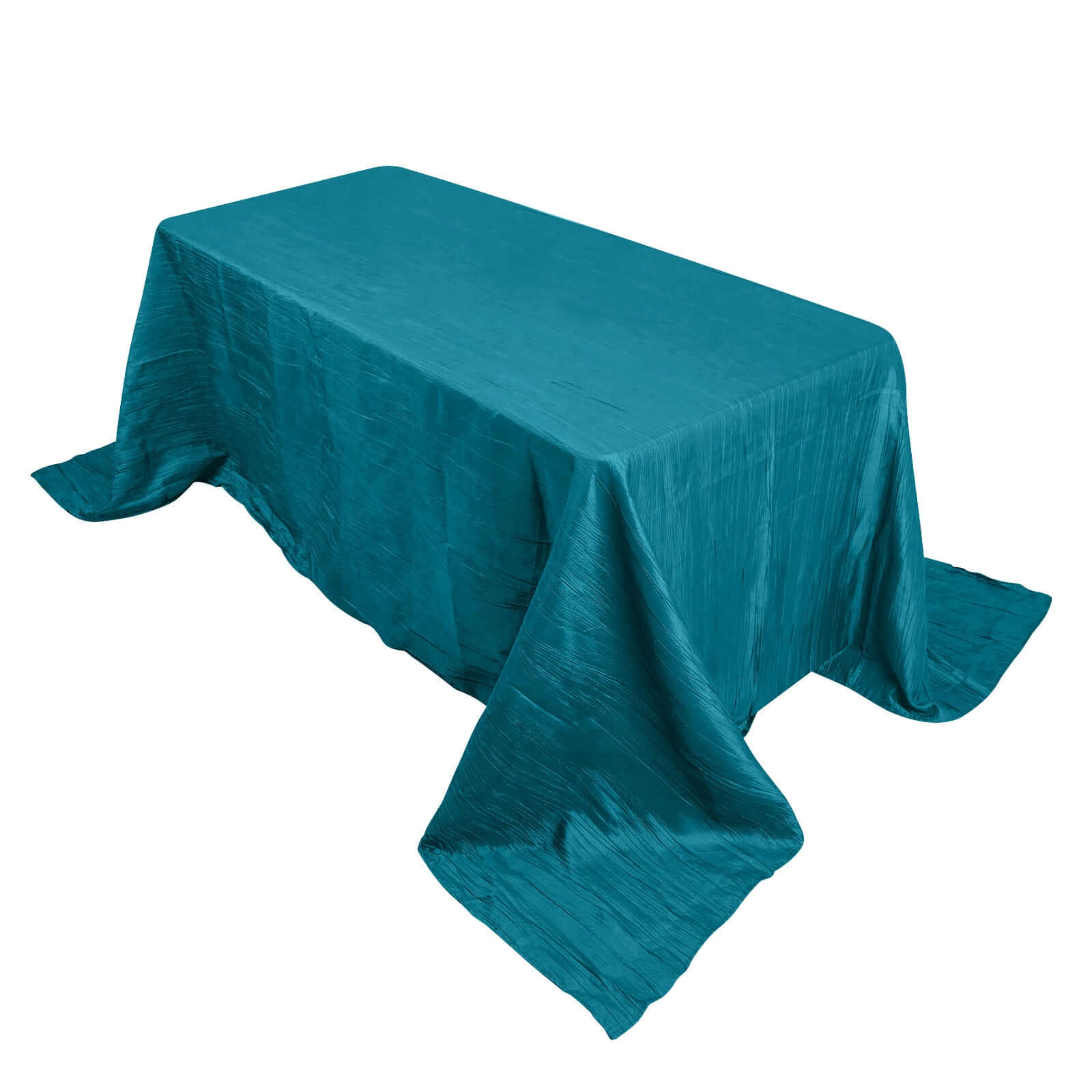 Taffeta 90x132 Rectangle Tablecloth Teal - Seamless Accordion Crinkle Table Cover