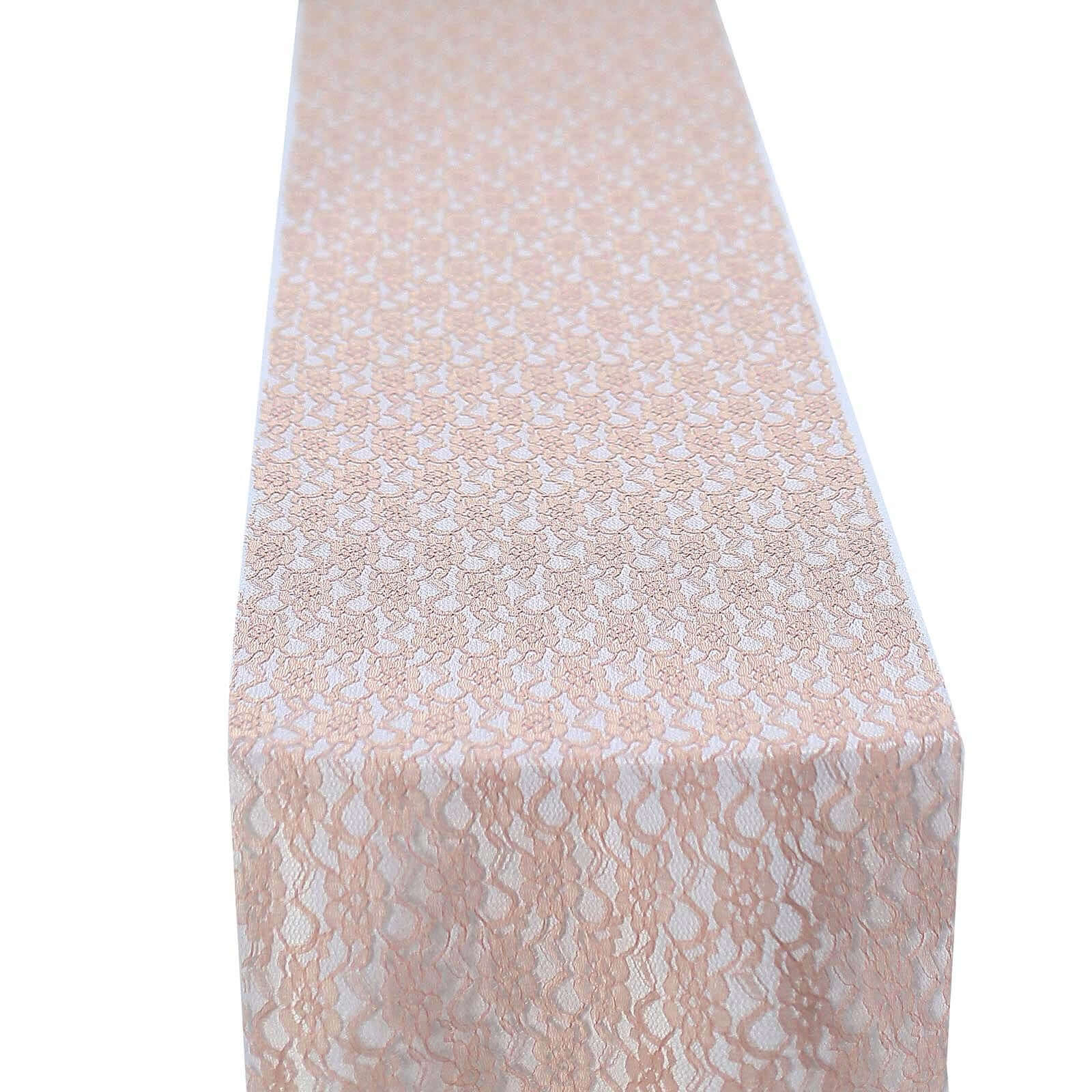 Floral Lace 12x108 Table Runner Dusty Rose - Stylish Vintage Table Decor