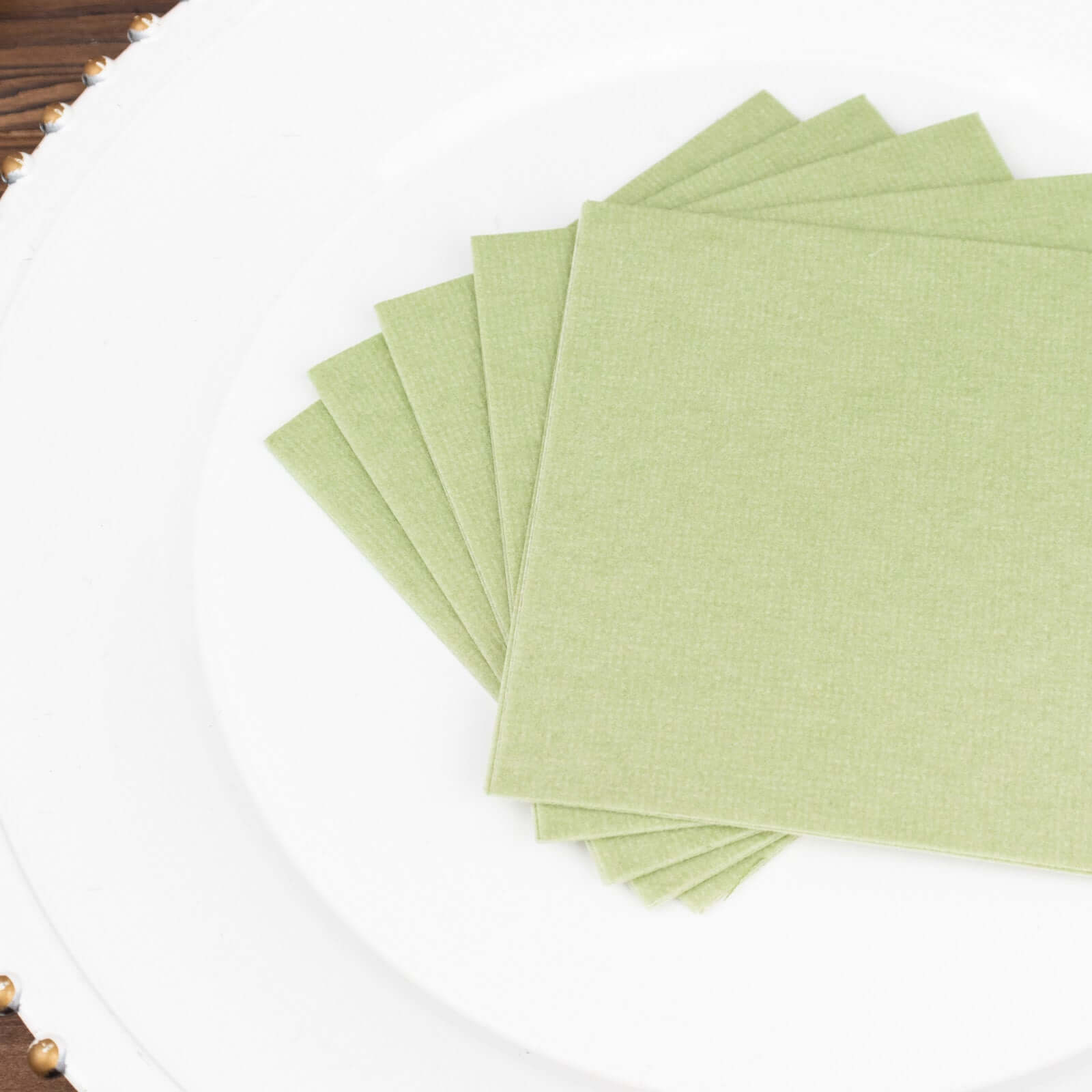 20-Pack Paper Linen-Like Cocktail Napkins Sage Green - Disposable 5x5 Airlaid Soft Napkins