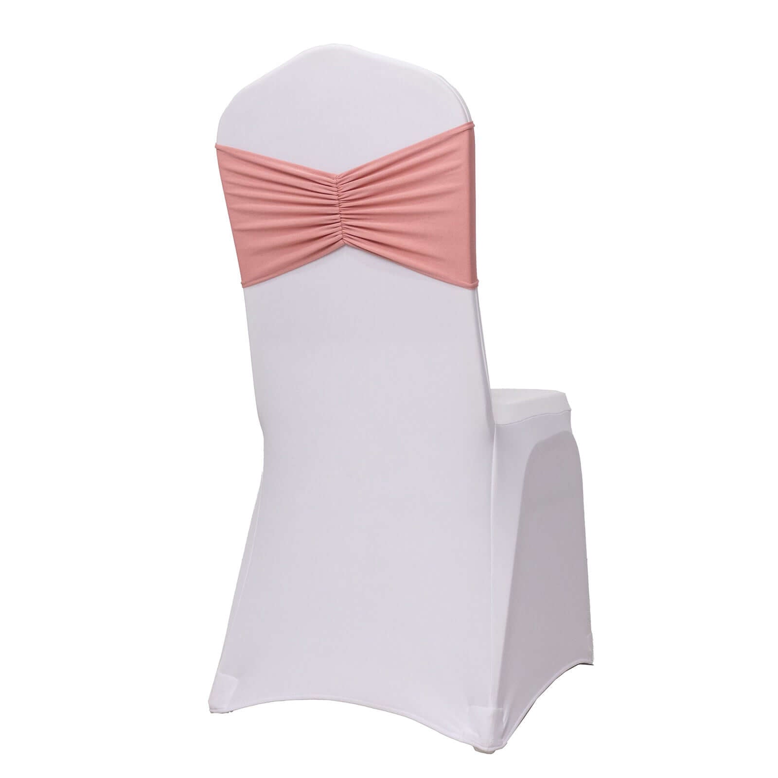 5 Pack Spandex Chair Sashes Dusty Rose Ruffled Style - Wide Easy to Use Stretch Chair Bands 8x13