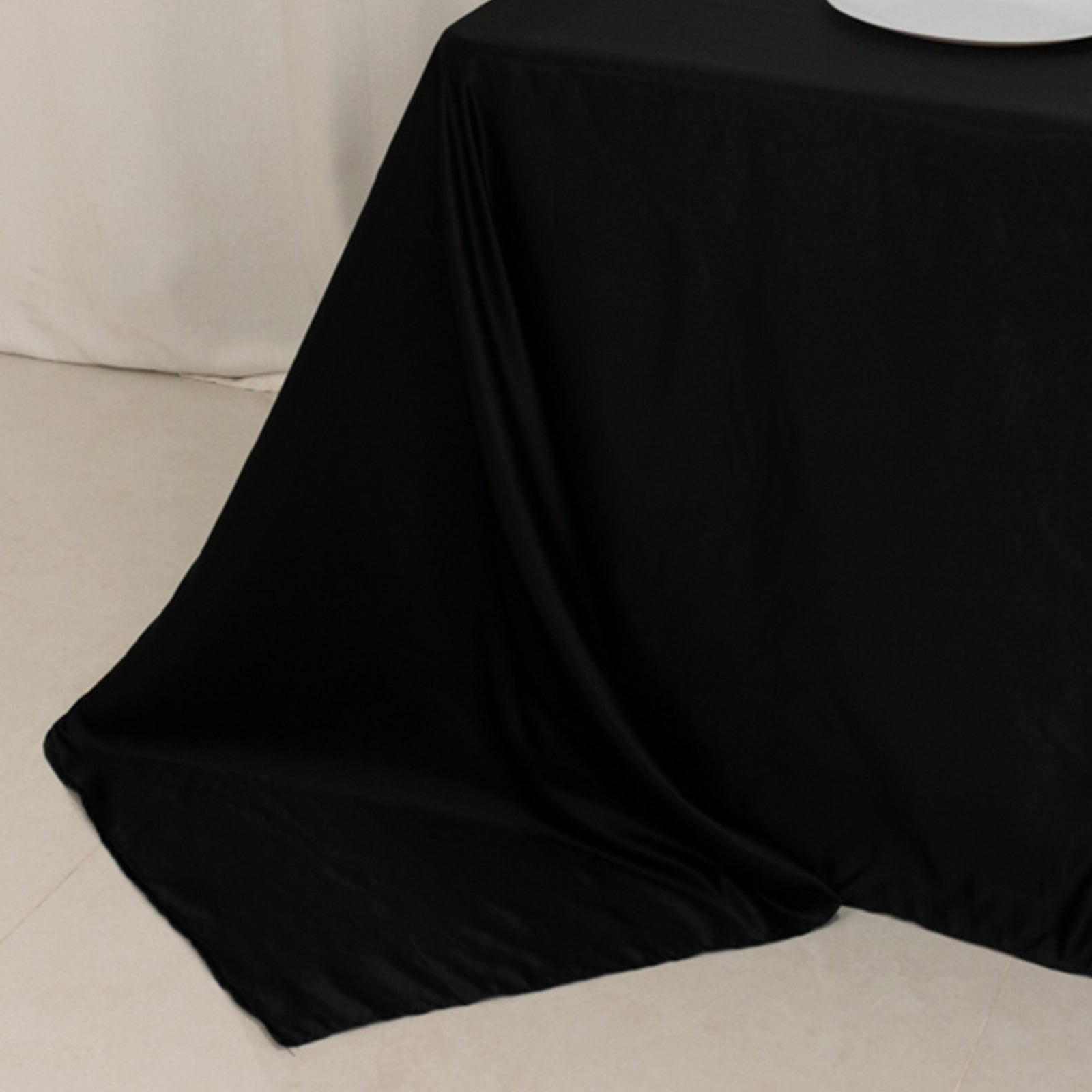 Lamour Satin 90x132 Rectangle Tablecloth Black - Soft & Silk-Like Seamless Table Cover for Weddings & Parties