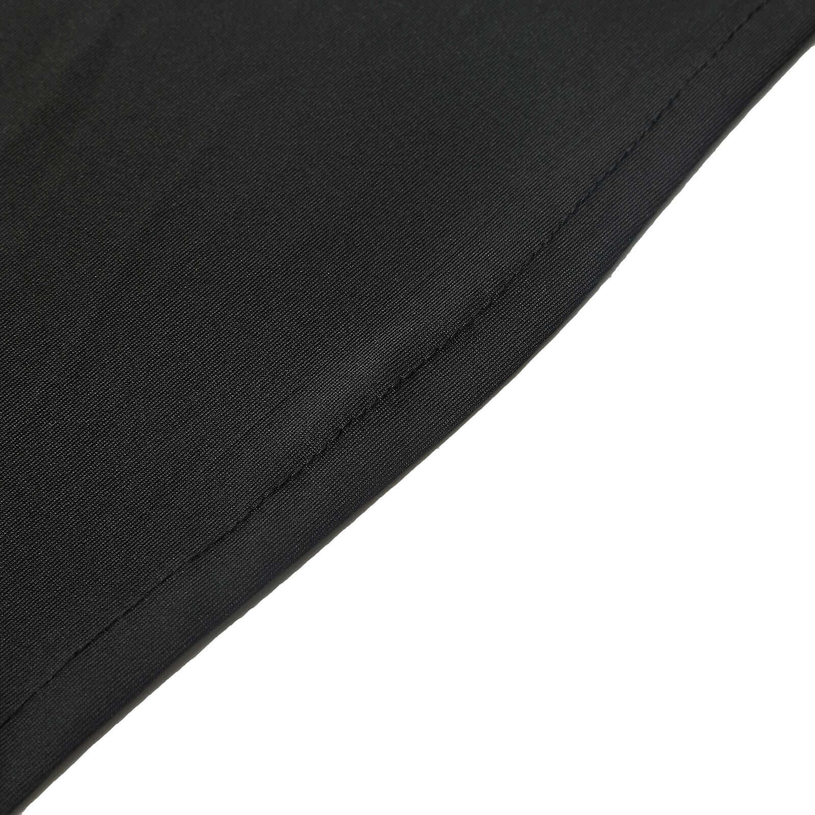 Stretch Spandex 96x30 Rectangle Table Cover Black with Curved Open Back Design Tailored Professional Look for Tradeshows, Events & Exhibitions