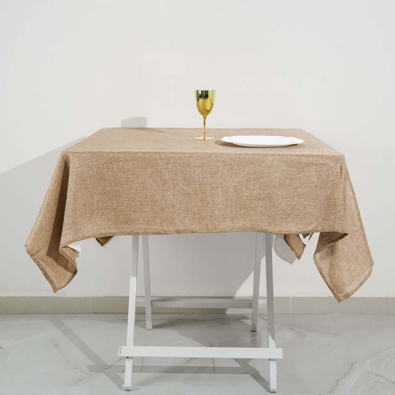 Faux Burlap Jute 54x54 Square Tablecloth Natural - Rustic Event Table Linen