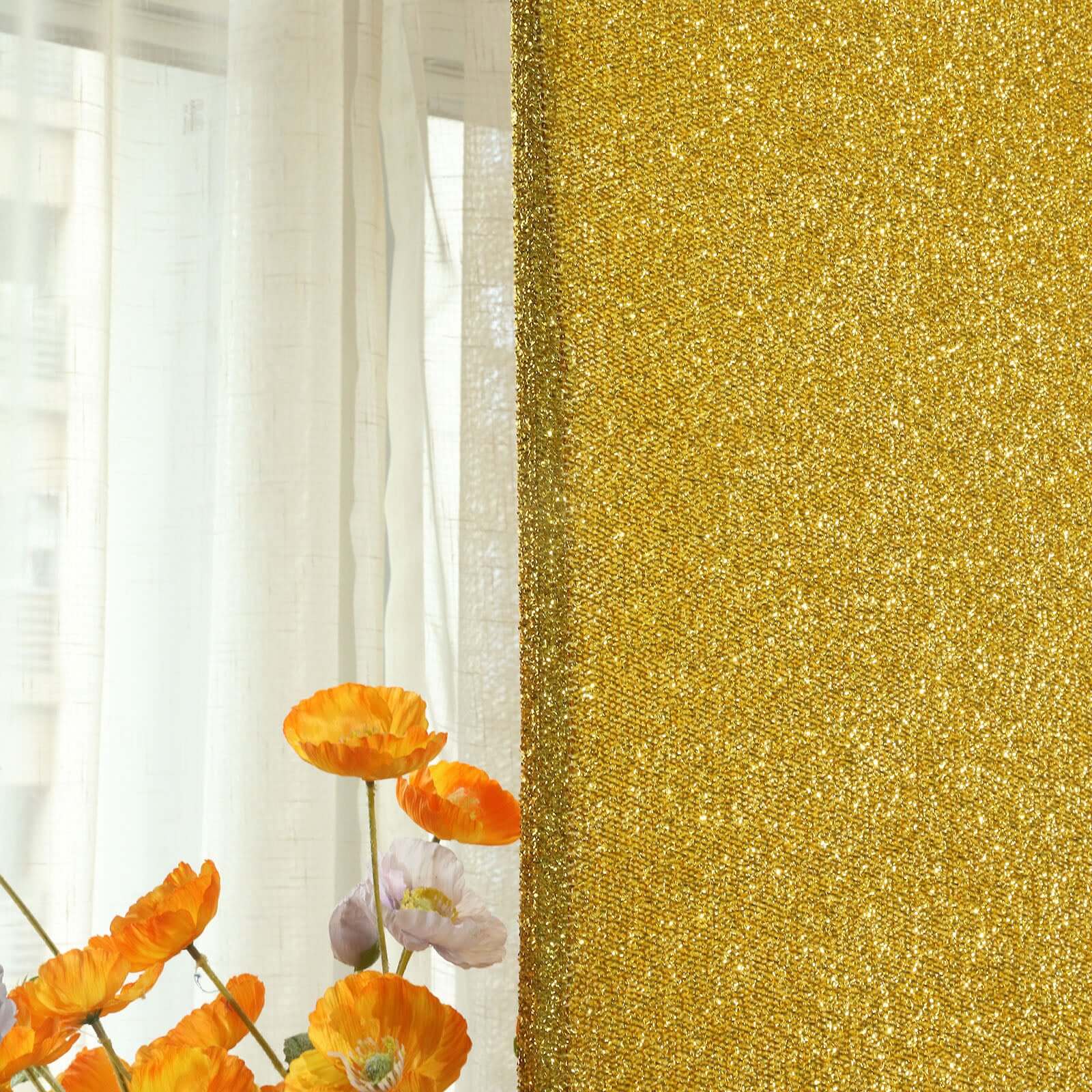 5ft Gold Shimmer Tinsel Spandex Chiara Backdrop Stand Cover For Fitted Round Top Wedding Arch