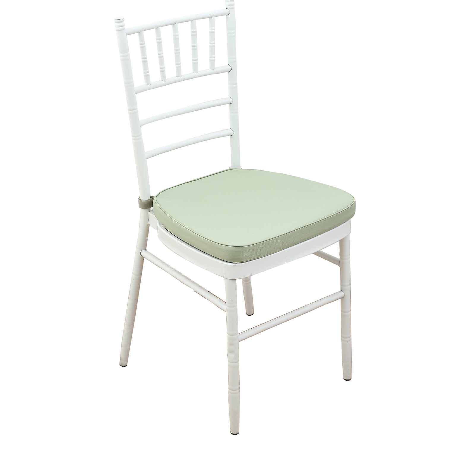 Chiavari Chair Cushion with 1.5 Thick Memory Foam and Ties Sage Green - Stylish Removable Cover for Comfort